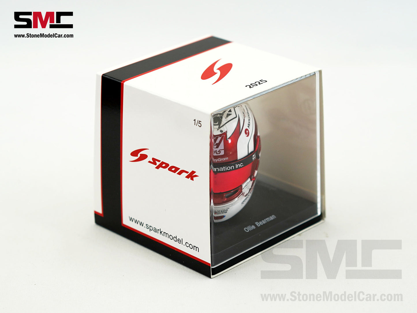 Haas F1 Team VF-25 #87 Oliver Bearman Monaco GP 2025 Spark 1:5 Miniature Helmet