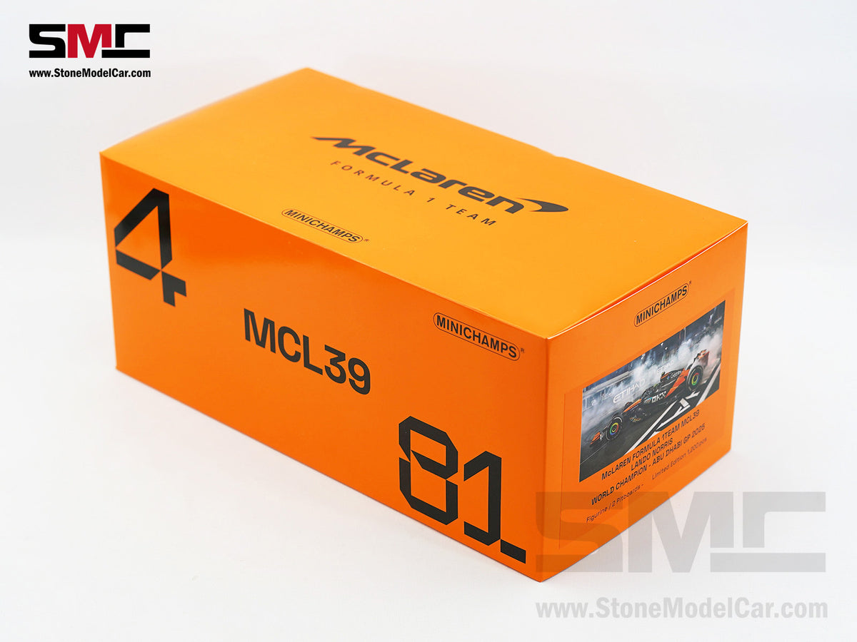 McLaren F1 MCL39 #4 Lando Norris Abu Dhabi GP 2025 World Champion 1:18 MINICHAMPS
