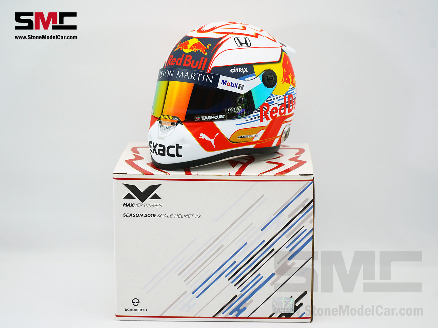 Red Bull F1 RB15 #33 Max Verstappen Season 2019 Schuberth 1:2 Miniature Helmet