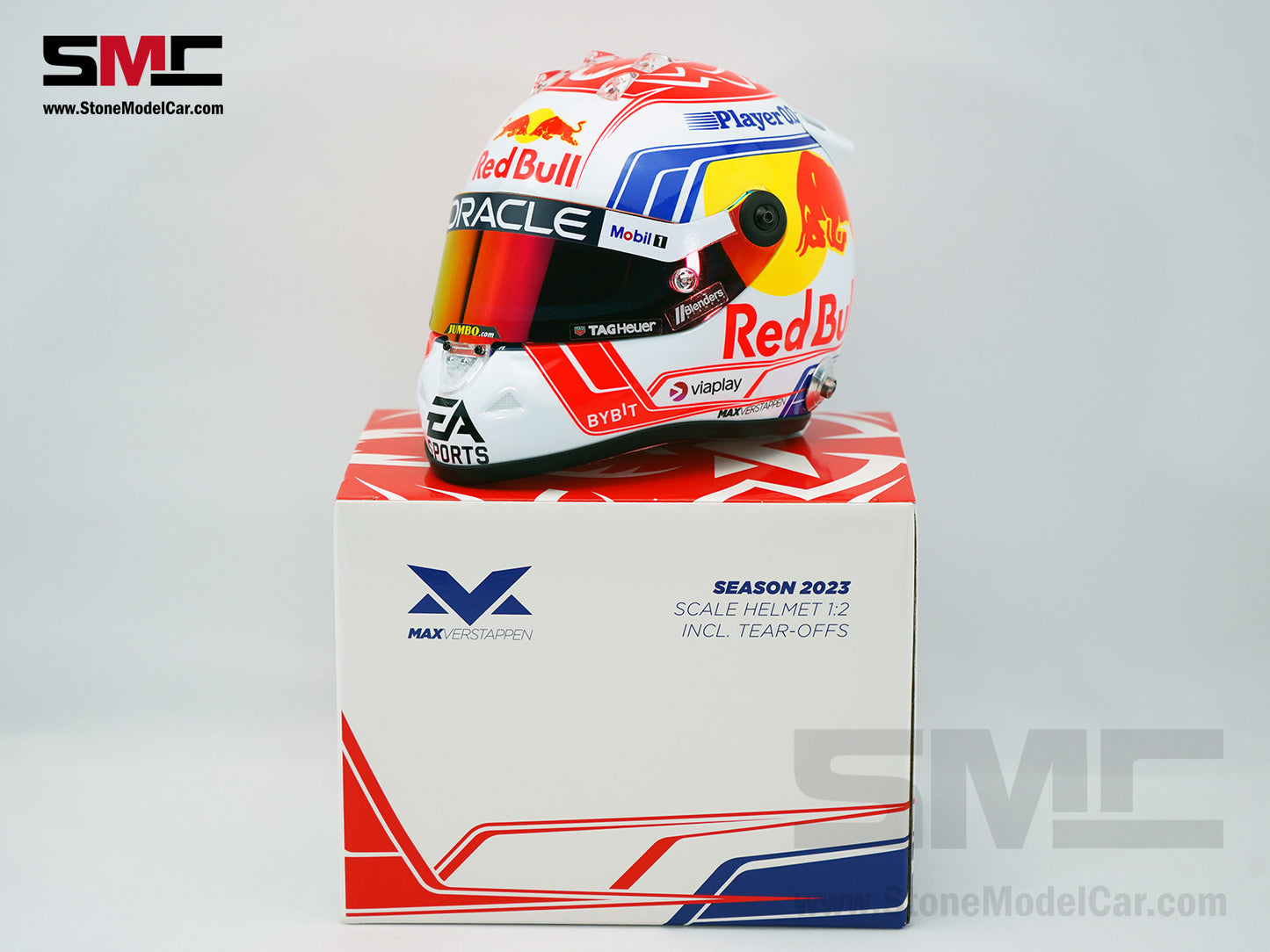Red Bull F1 RB19 #1 Max Verstappen Season 2023 Schuberth 1:2 Miniature Helmet