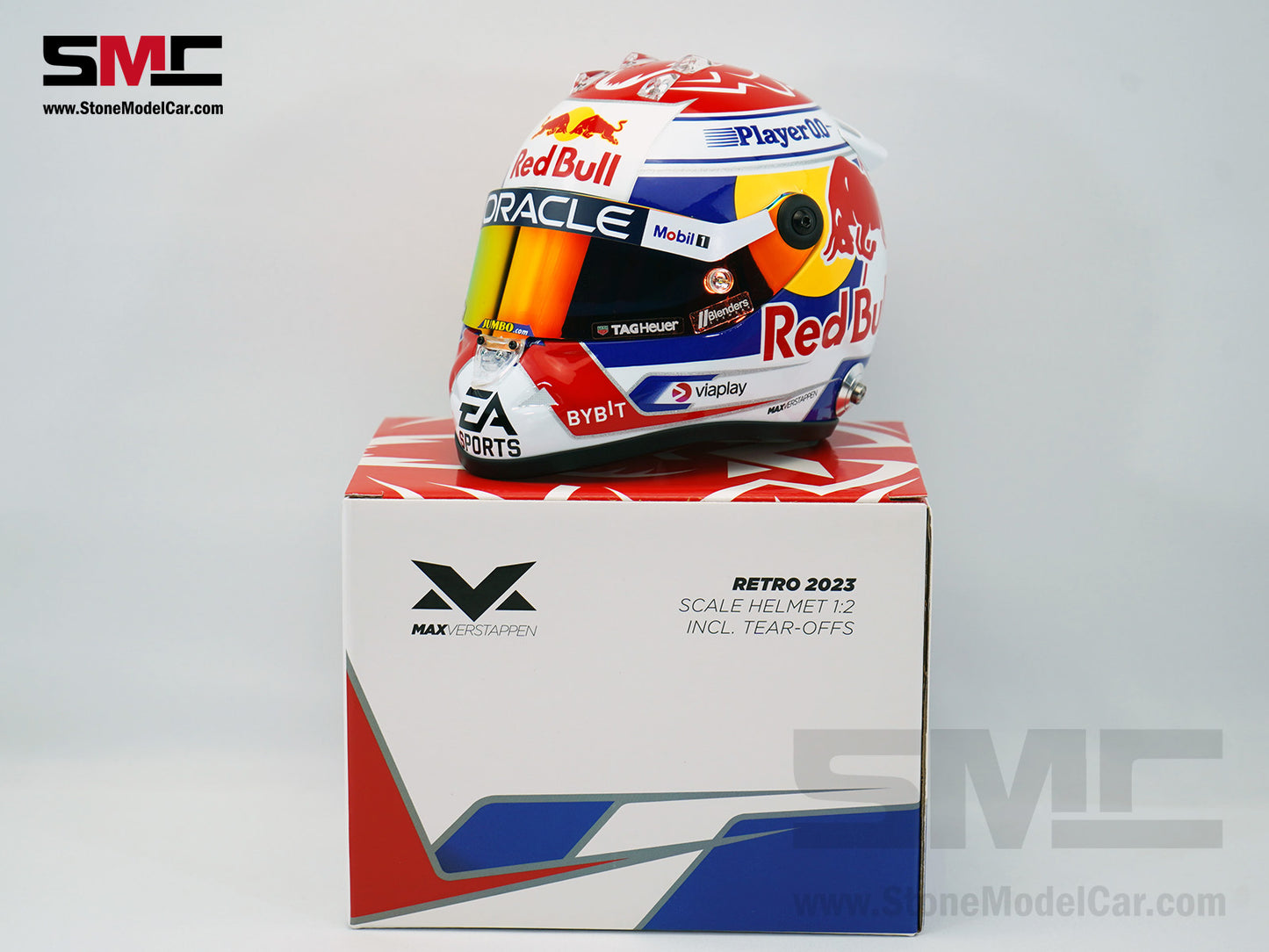 Red Bull F1 RB19 #1 Max Verstappen Qatar Sprint Race 2023 Schuberth 1:2 Miniature Helmet