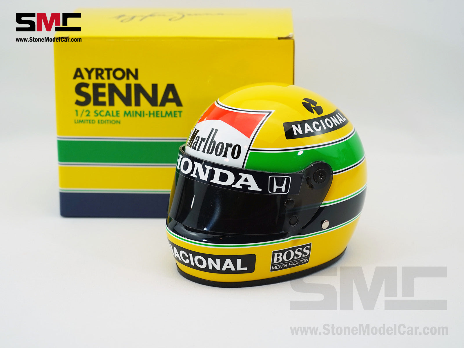 ayrton senna bell helmet Mclaren MP4/4 #12 Ayrton Senna 1988 F1 World Champion 1:2 Bell Miniature Helmet with Decal