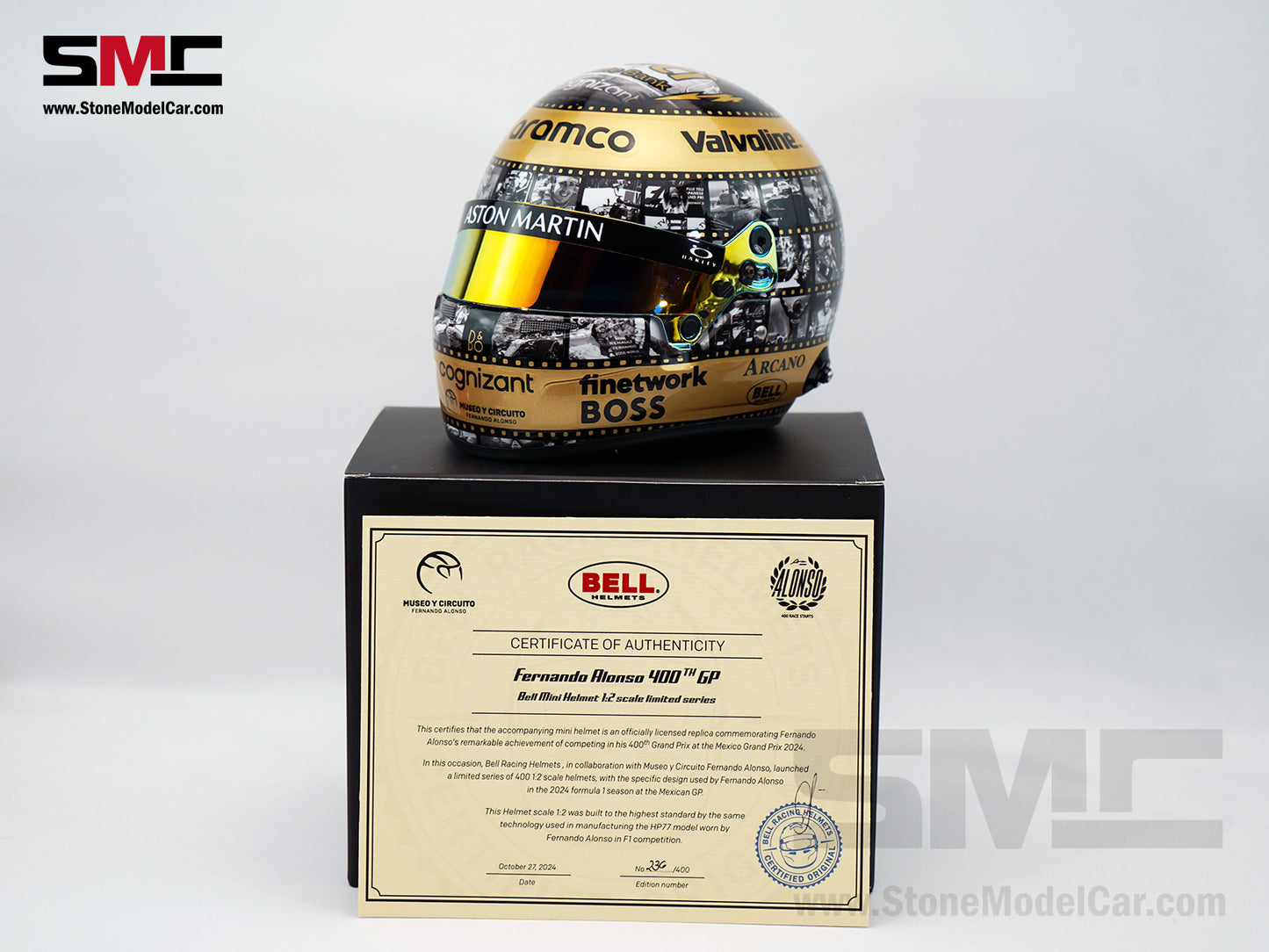 Aston Martin F1 AMR24 #14 Fernando Alonso Mexico 2024 400th GP BELL 1:2 Miniature Helmet