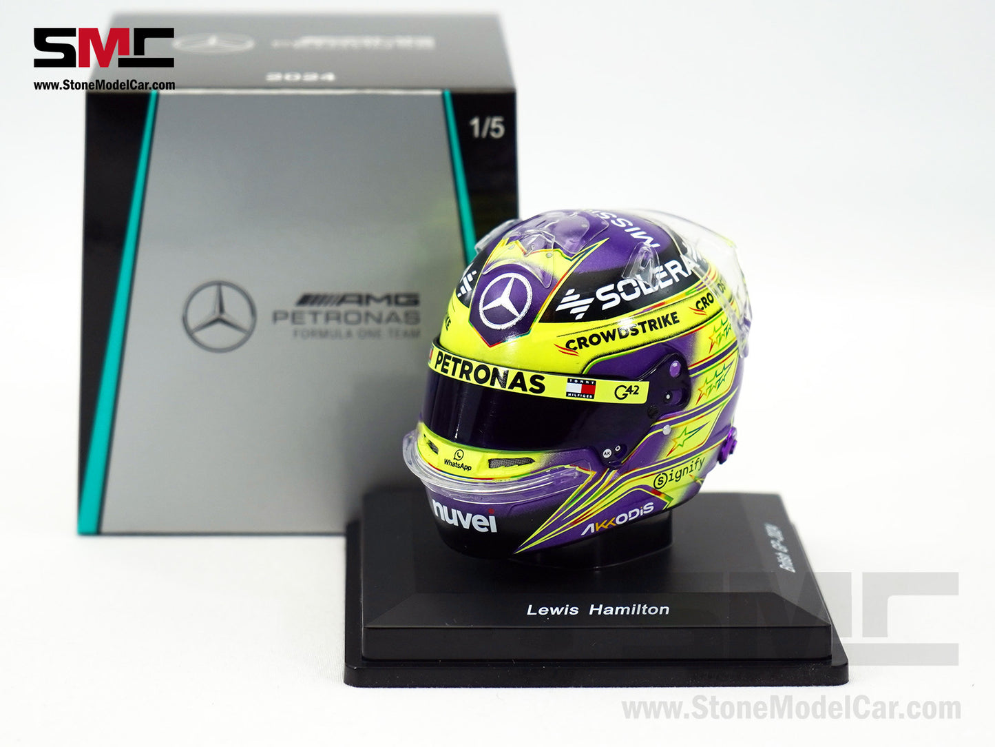 Mercedes F1 W15 #44 Lewis Hamilton British GP 2024 7x Times World Champion Spark 1:5 Helmet