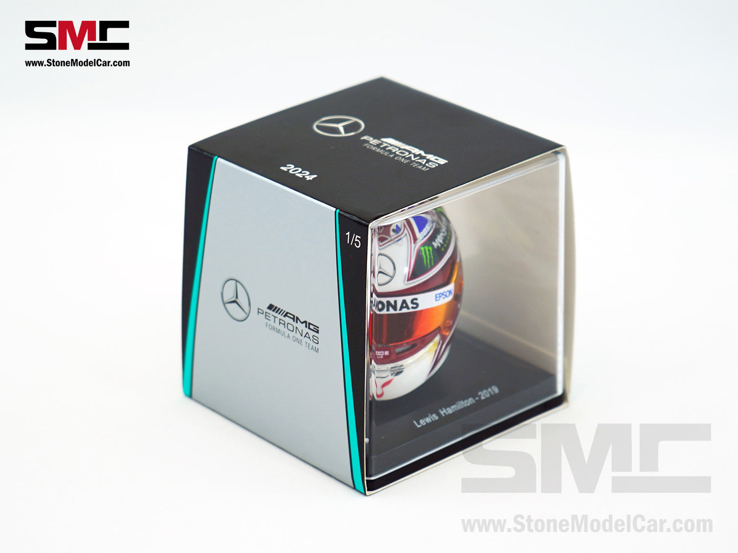 Mercedes F1 W10 #44 Lewis Hamilton British GP 2019 6x Times World Champion Spark 1:5 Helmet
