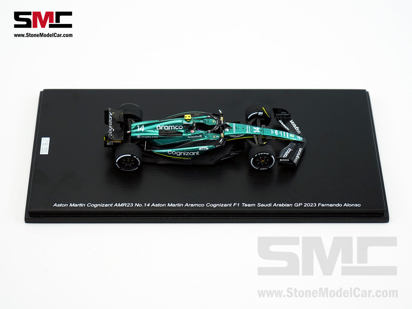 Aston Martin F1 AMR23 #14 Fernando Alonso Saudi Arabian GP 100th Career Podium 2023 1:43 Spark Figure Edition