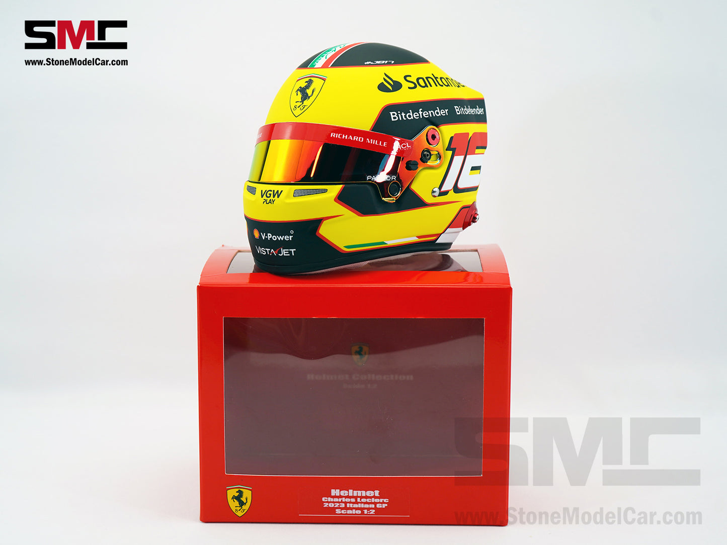 Ferrari F1 SF-23 #16 Charles Leclerc Italy Monza GP 2023 BELL 1:2 Helmet LE 300