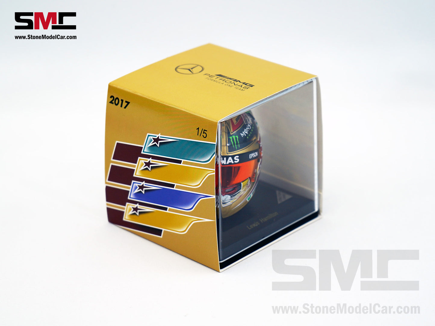 Mercedes F1 W08 #44 Lewis Hamilton Abu Dhabi GP 2017 4x Times World Champion Spark 1:5 Helmet