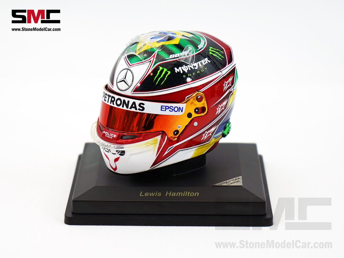 Mercedes F1 W10 #44 Lewis Hamilton Brazil GP 2019 6x Times World Champion Spark 1:5 Helmet
