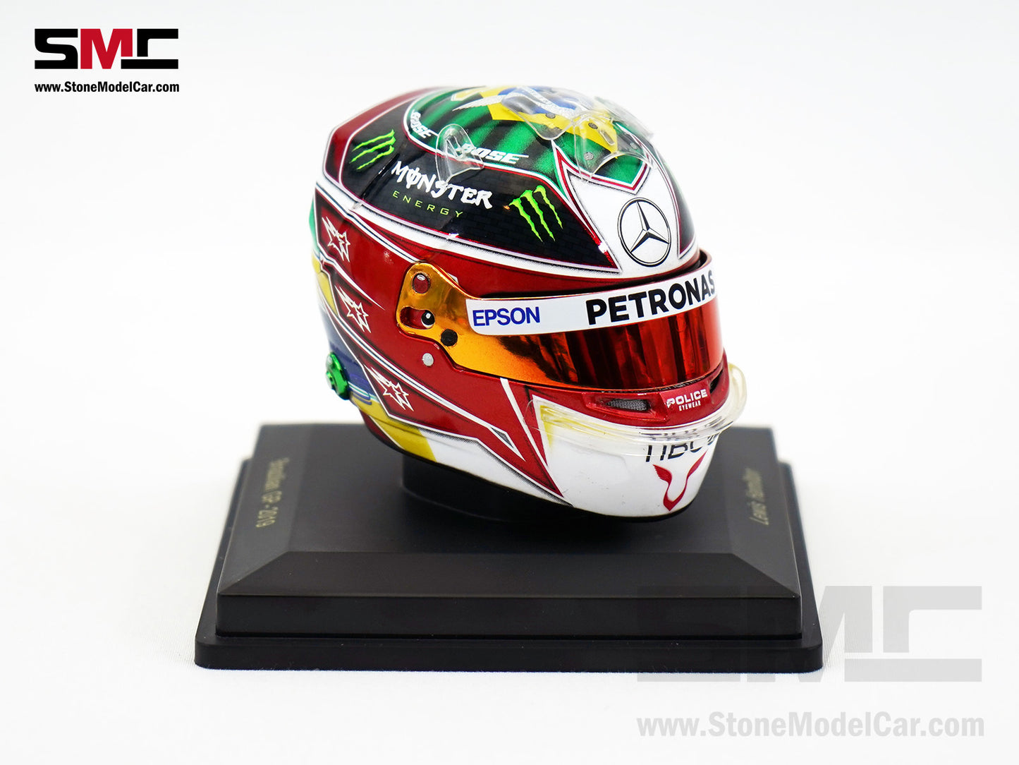 Mercedes F1 W10 #44 Lewis Hamilton Brazil GP 2019 6x Times World Champion Spark 1:5 Helmet