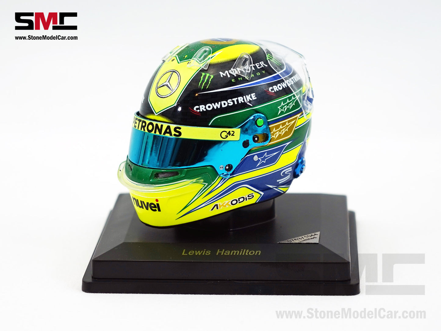 Mercedes F1 W14 #44 Lewis Hamilton Brazil GP 2023 7x Times World Champion Spark 1:5 Helmet
