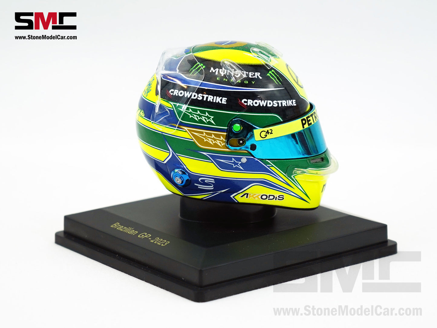 Mercedes F1 W14 #44 Lewis Hamilton Brazil GP 2023 7x Times World Champion Spark 1:5 Helmet