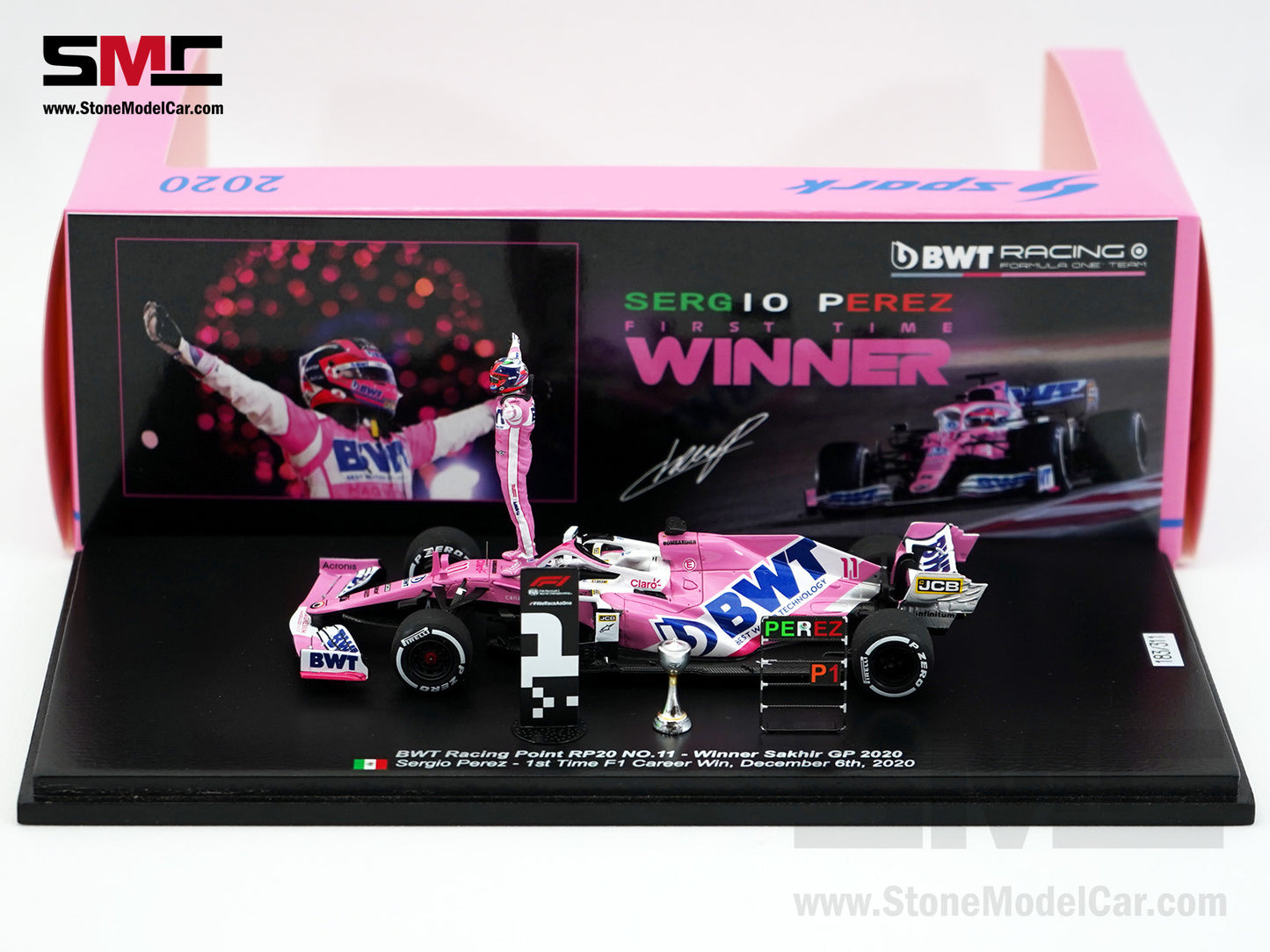 BWT Racing Point F1 RP20 #11 Sergio Perez Sakhir 2020 1st Career Win 1:43 Spark Special Edition