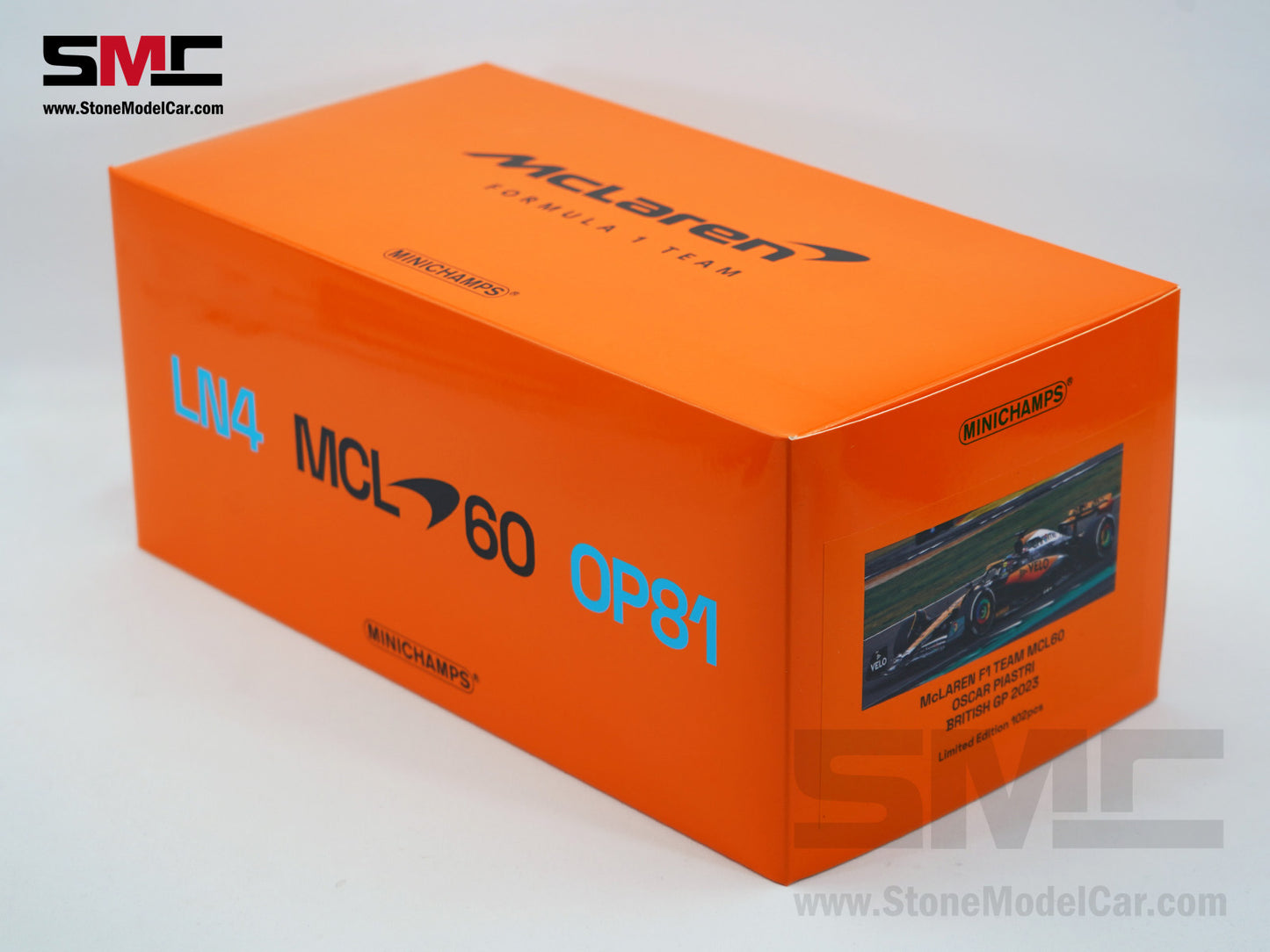McLaren F1 MCL60 #81 Oscar Piastri 4th British GP 2023 Special Livery 1:18 MINICHAMPS