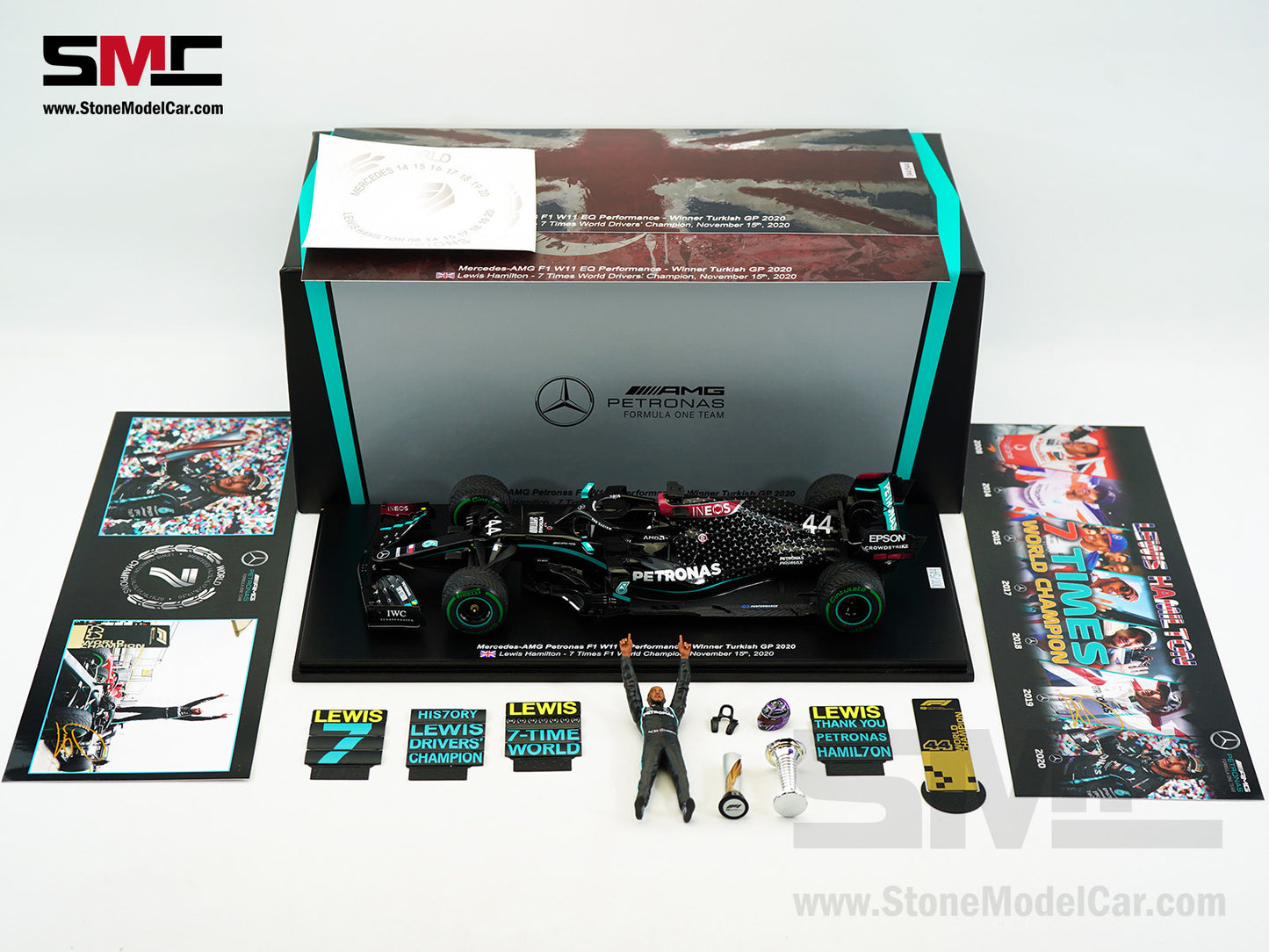 2020 7x World Champion Mercedes F1 W11 #44 Lewis Hamilton Turkey GP 1:18 Spark Figure Special Edition