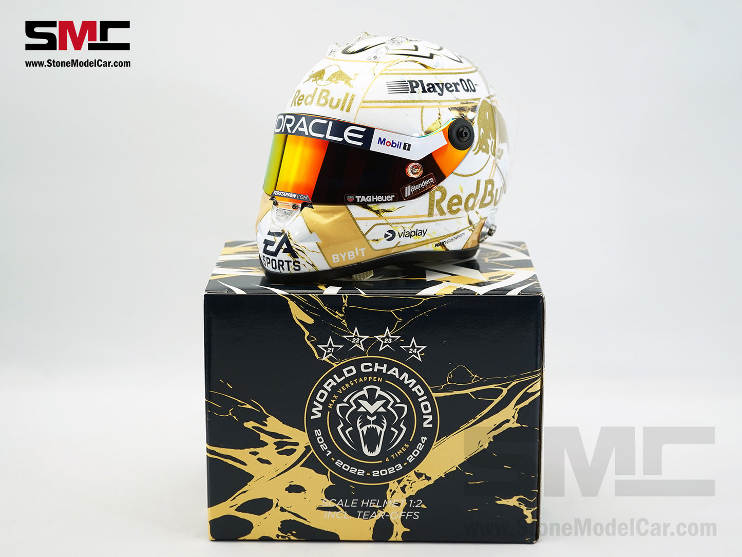 Red Bull F1 RB20 #1 Max Verstappen 4x Times World Champion 2024 Schuberth 1:2 Helmet