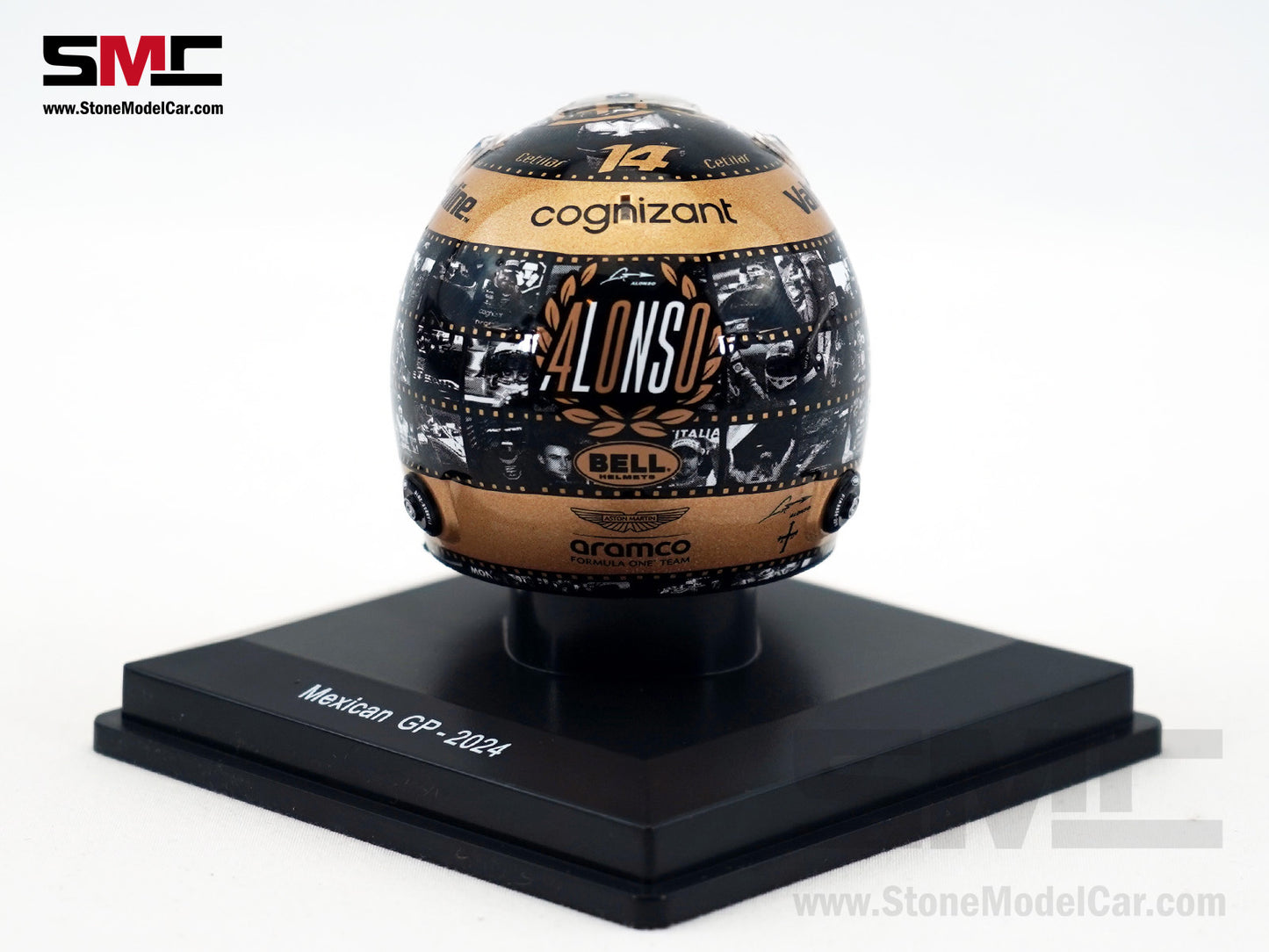 Aston Martin F1 AMR24 #14 Fernando Alonso Mexico 2024 400th GP Spark 1:5 Miniature Helmet
