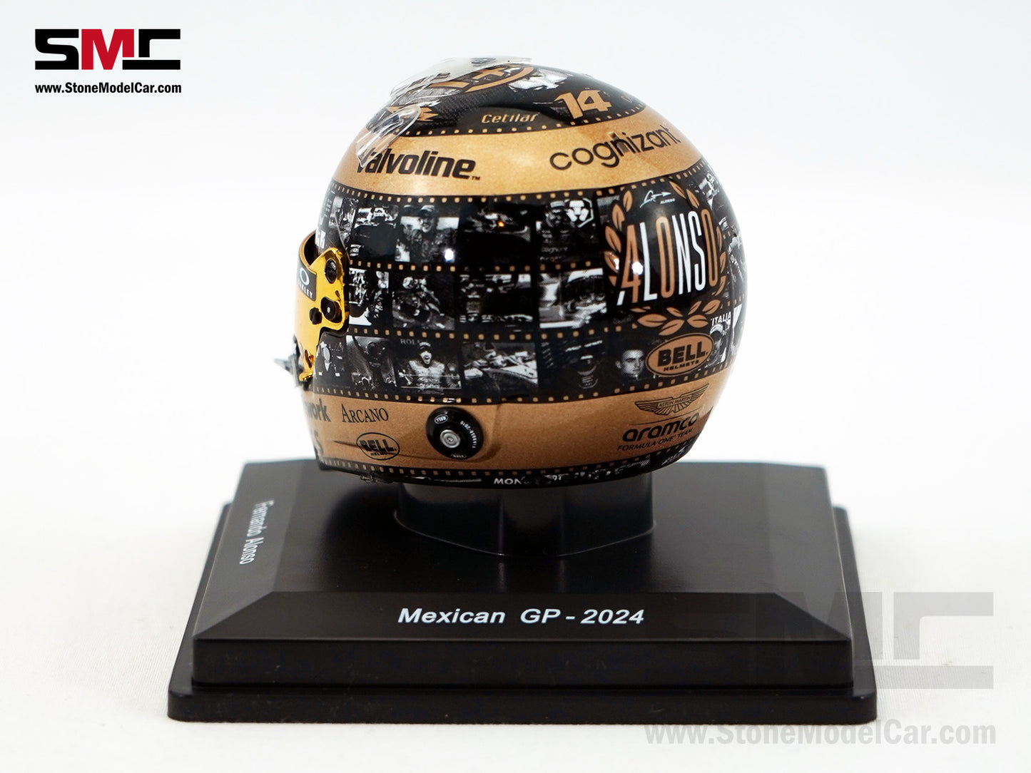 Aston Martin F1 AMR24 #14 Fernando Alonso Mexico 2024 400th GP Spark 1:5 Miniature Helmet