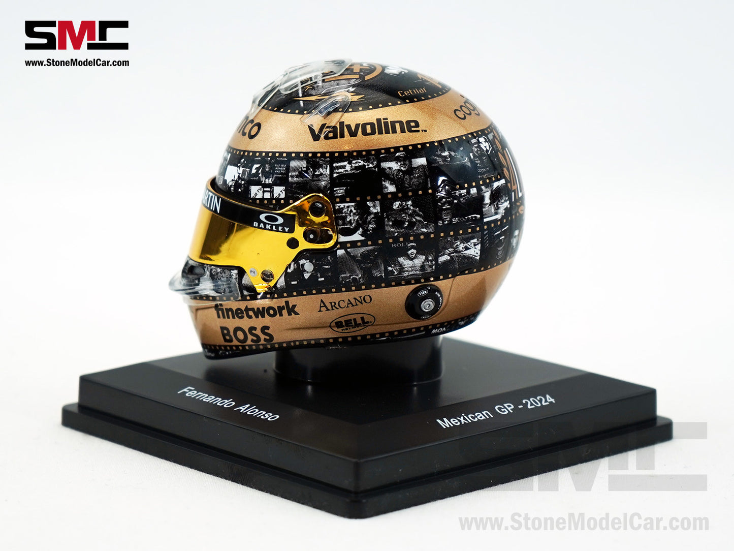 Aston Martin F1 AMR24 #14 Fernando Alonso Mexico 2024 400th GP Spark 1:5 Miniature Helmet