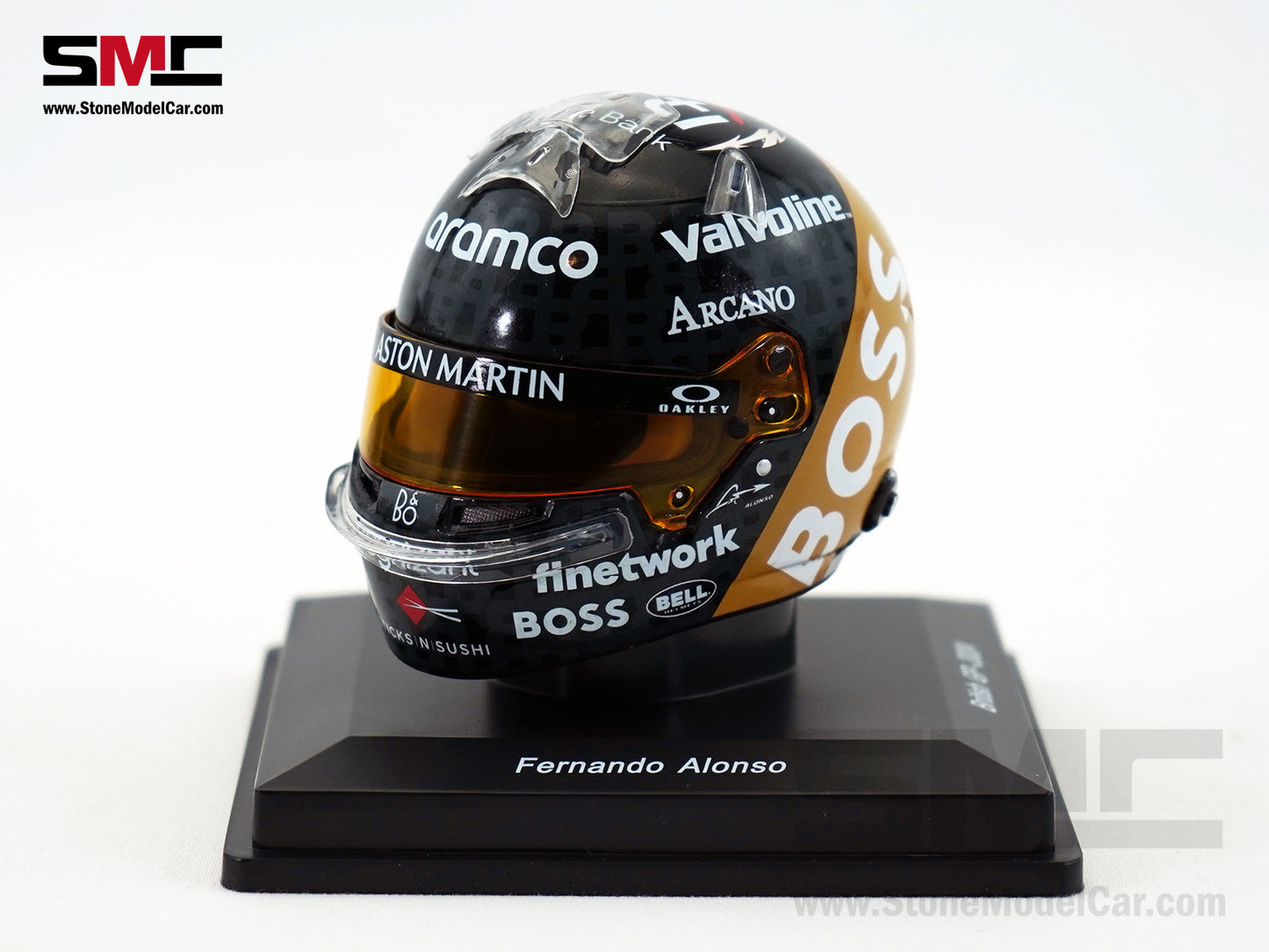 Aston Martin F1 AMR24 #14 Fernando Alonso British GP 2024 Spark 1:5 Miniature Helmet 5HF164