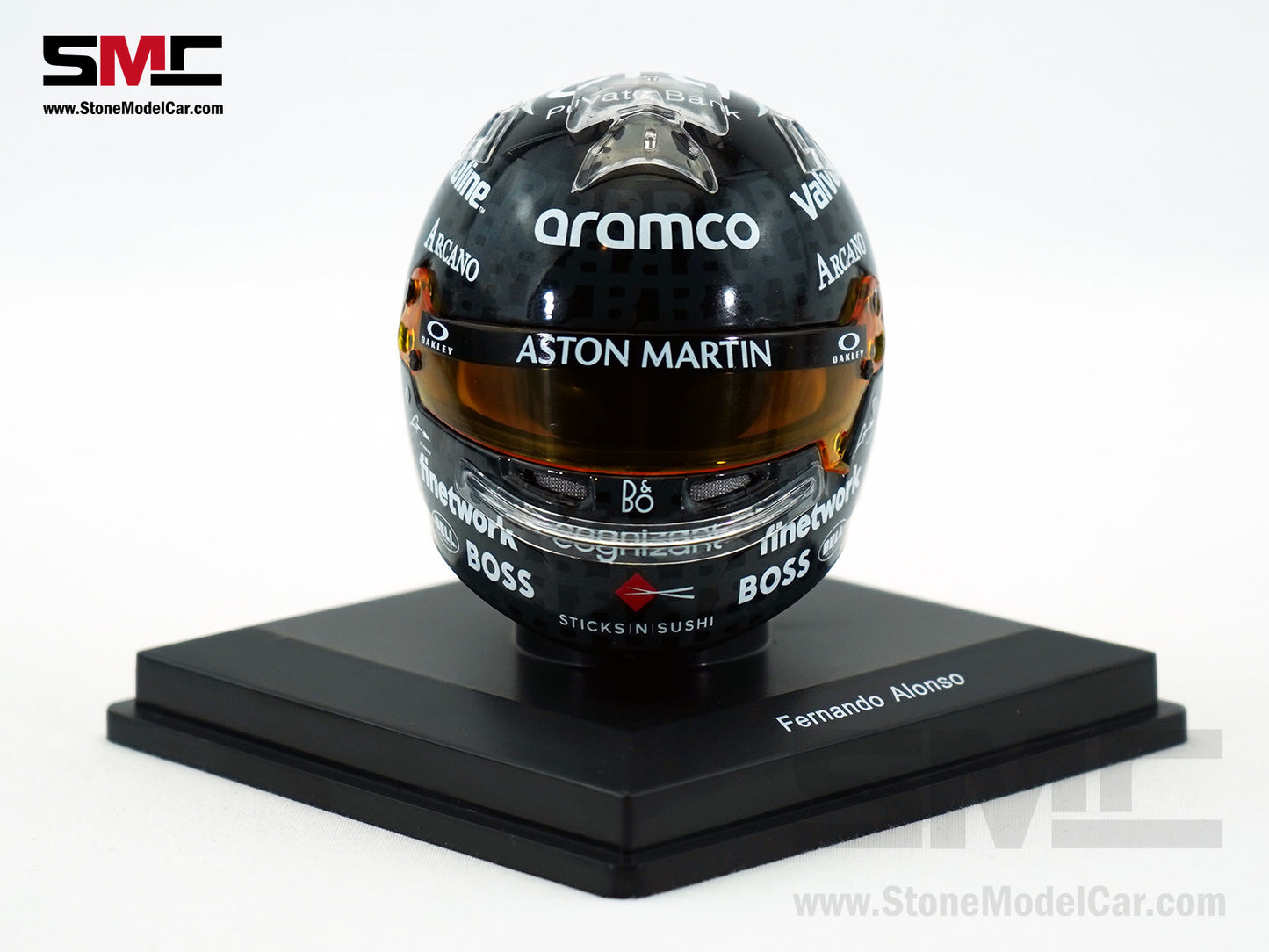 Aston Martin F1 AMR24 #14 Fernando Alonso British GP 2024 Spark 1:5 Miniature Helmet 5HF164