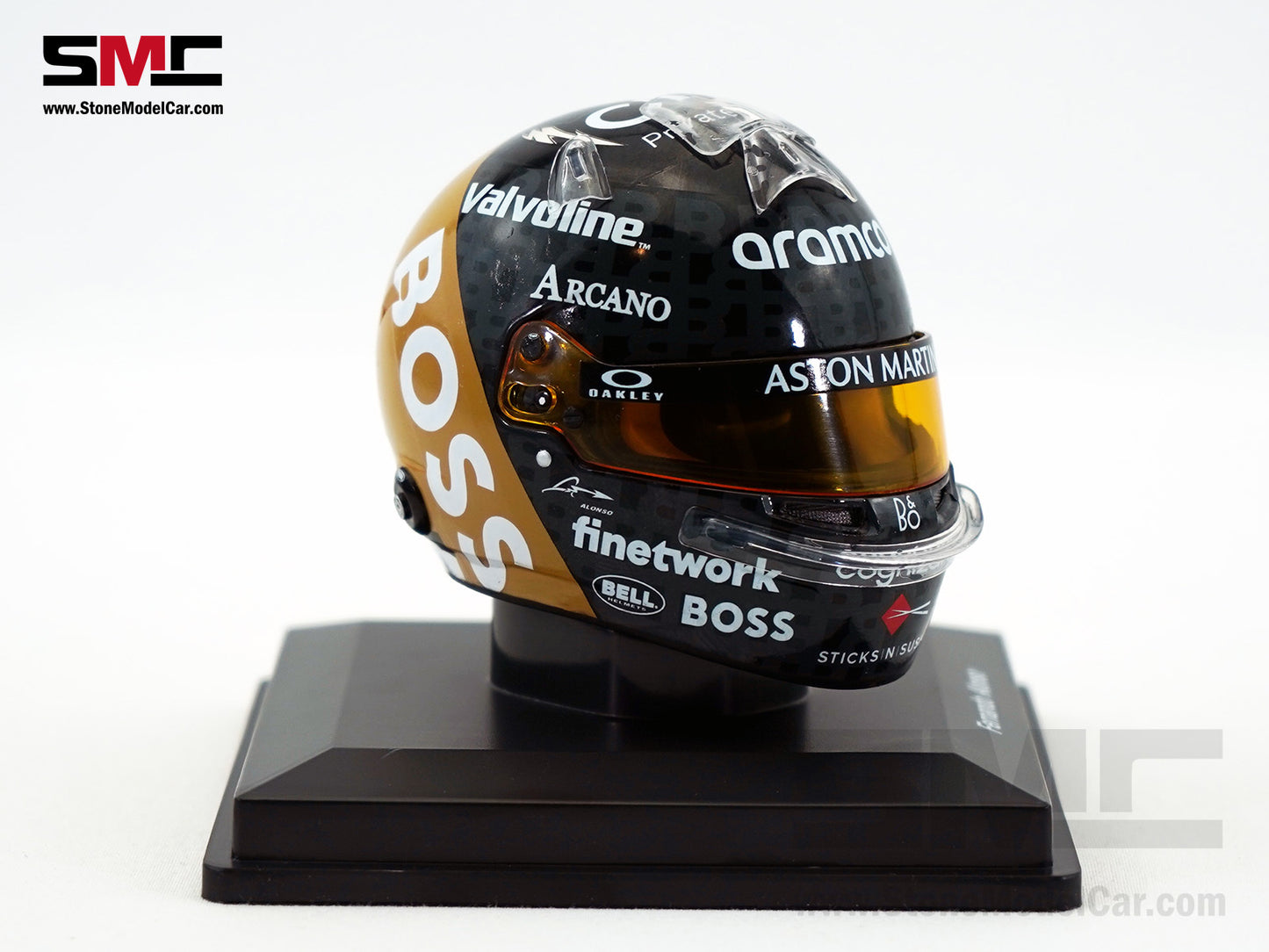 Aston Martin F1 AMR24 #14 Fernando Alonso British GP 2024 Spark 1:5 Miniature Helmet 5HF164