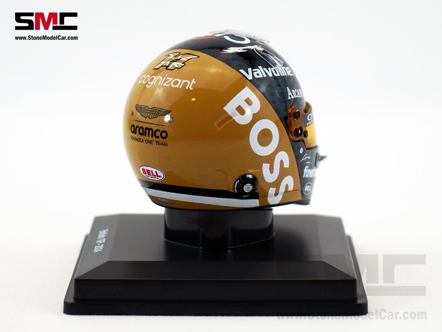 Aston Martin F1 AMR24 #14 Fernando Alonso British GP 2024 Spark 1:5 Miniature Helmet 5HF164