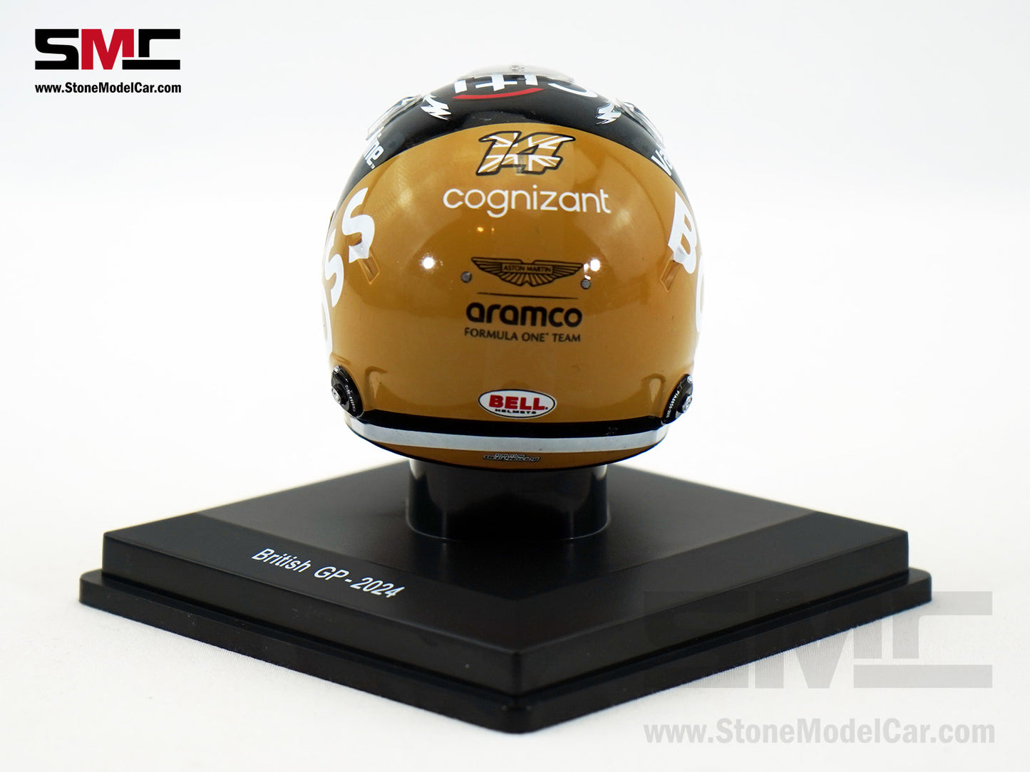 Aston Martin F1 AMR24 #14 Fernando Alonso British GP 2024 Spark 1:5 Miniature Helmet 5HF164