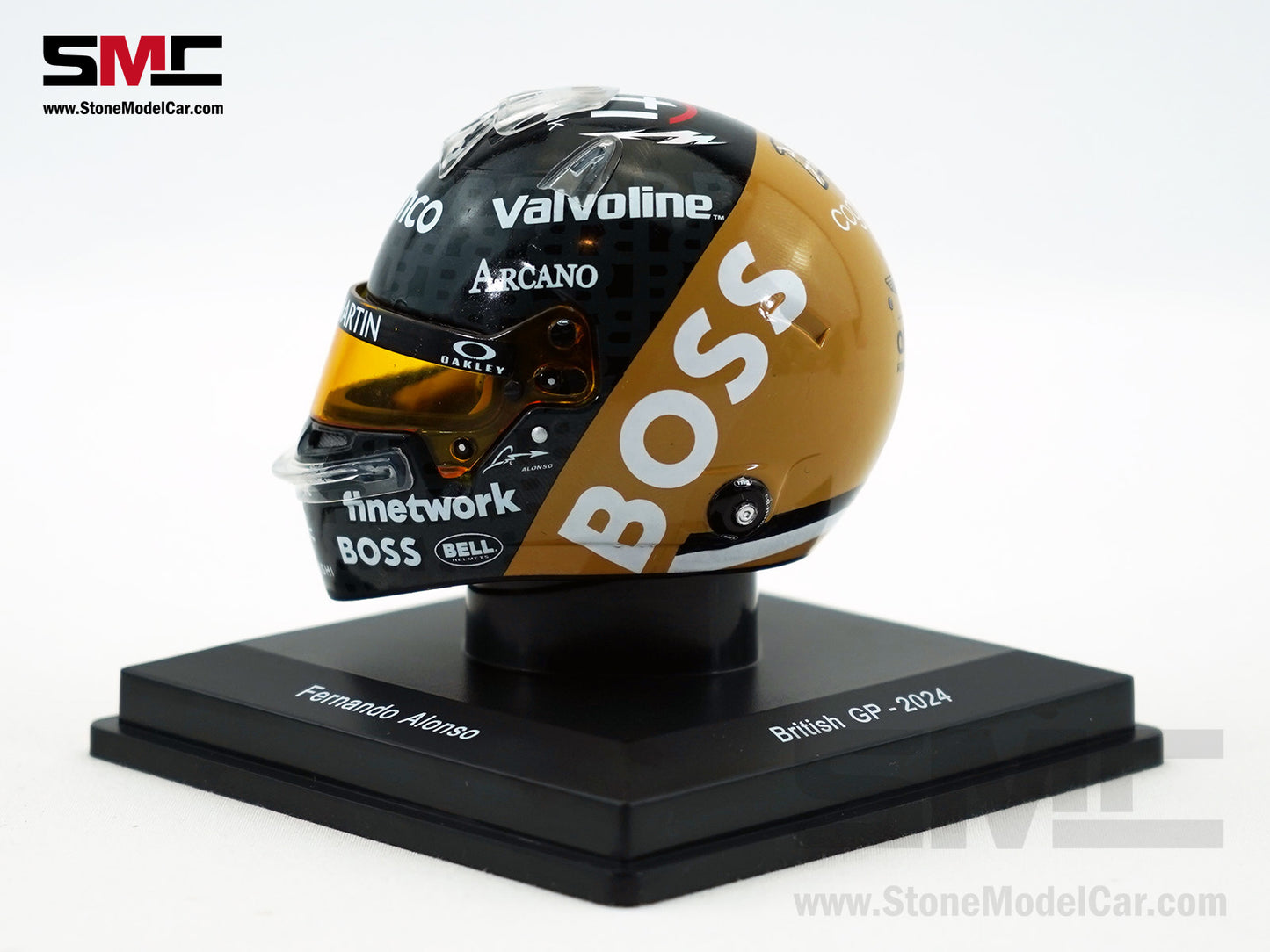 Aston Martin F1 AMR24 #14 Fernando Alonso British GP 2024 Spark 1:5 Miniature Helmet 5HF164