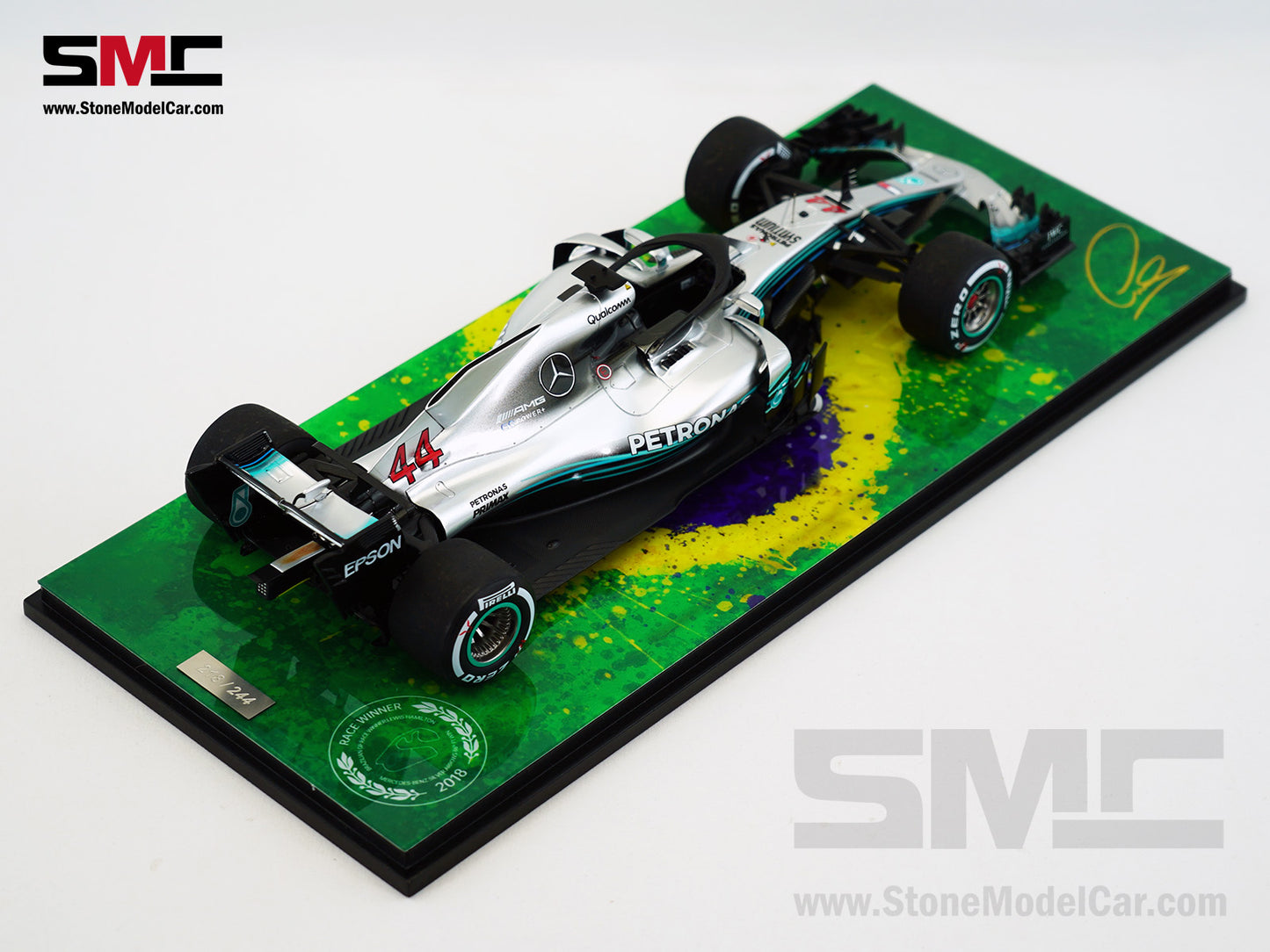 Mercedes AMG F1 W09 #44 Lewis Hamilton Brazil GP 2018 World Champion Spark 1:18 Figure Edition