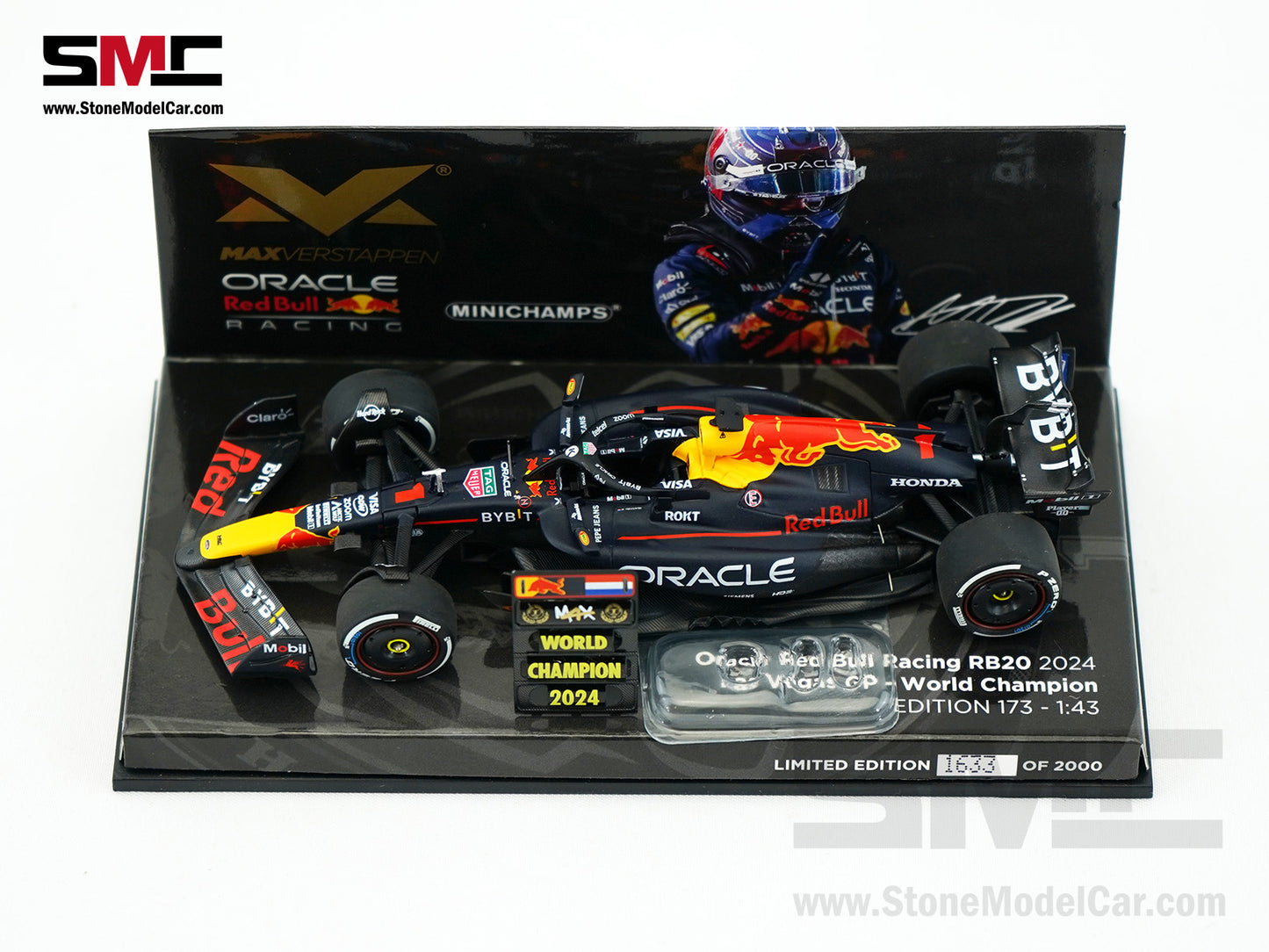 Red Bull F1 RB20 #1 Max Verstappen Las Vegas GP 2024 World Champion MINICHAMPS 1:43 Figure Special Edition