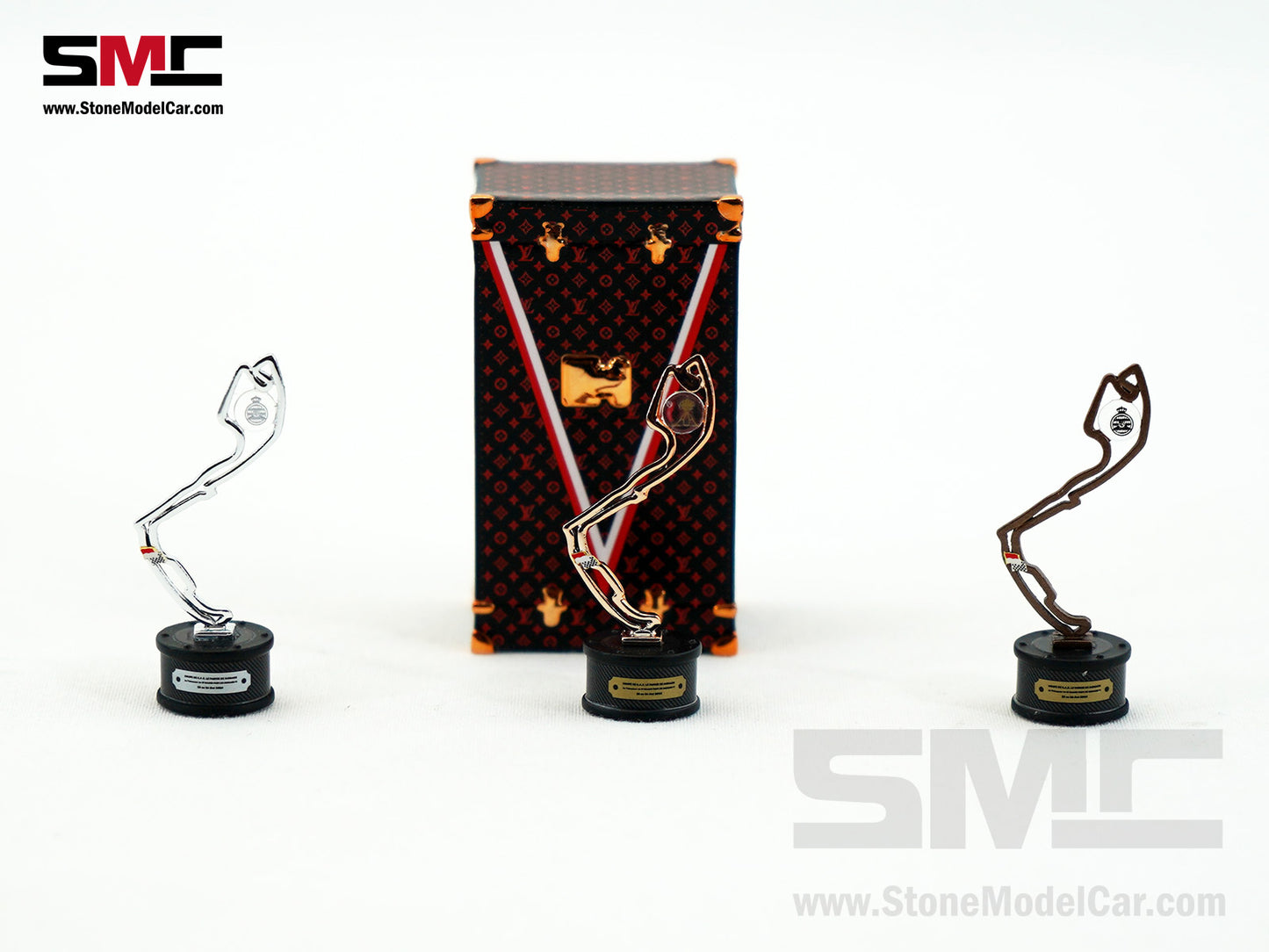 SMC F1 1:18 Monaco GP 4x pcs Trophy Set - Winner, 2nd and 3rd Place, Louis Vuitton Case