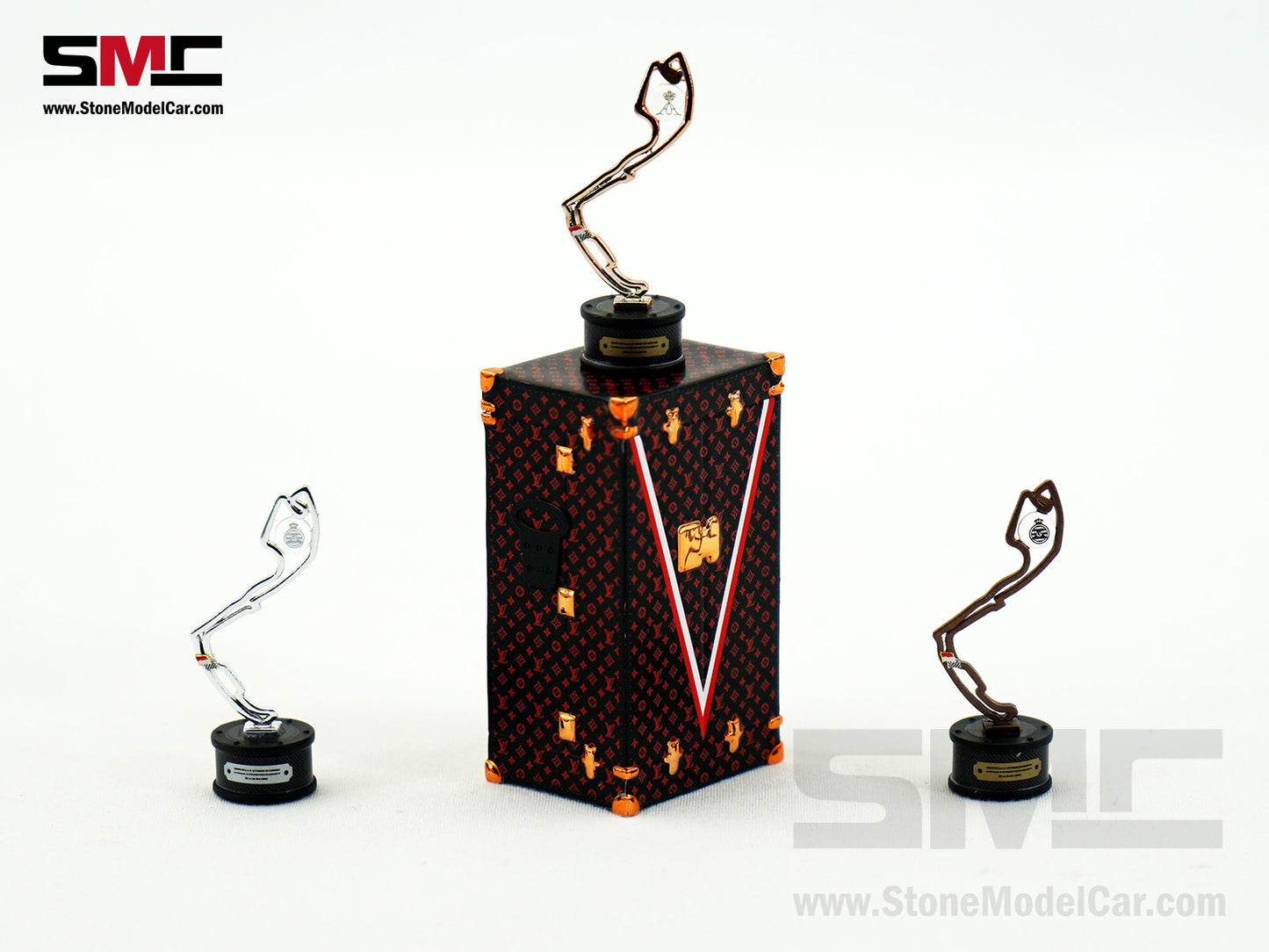 SMC F1 1:18 Monaco GP 4x pcs Trophy Set - Winner, 2nd and 3rd Place, Louis Vuitton Case