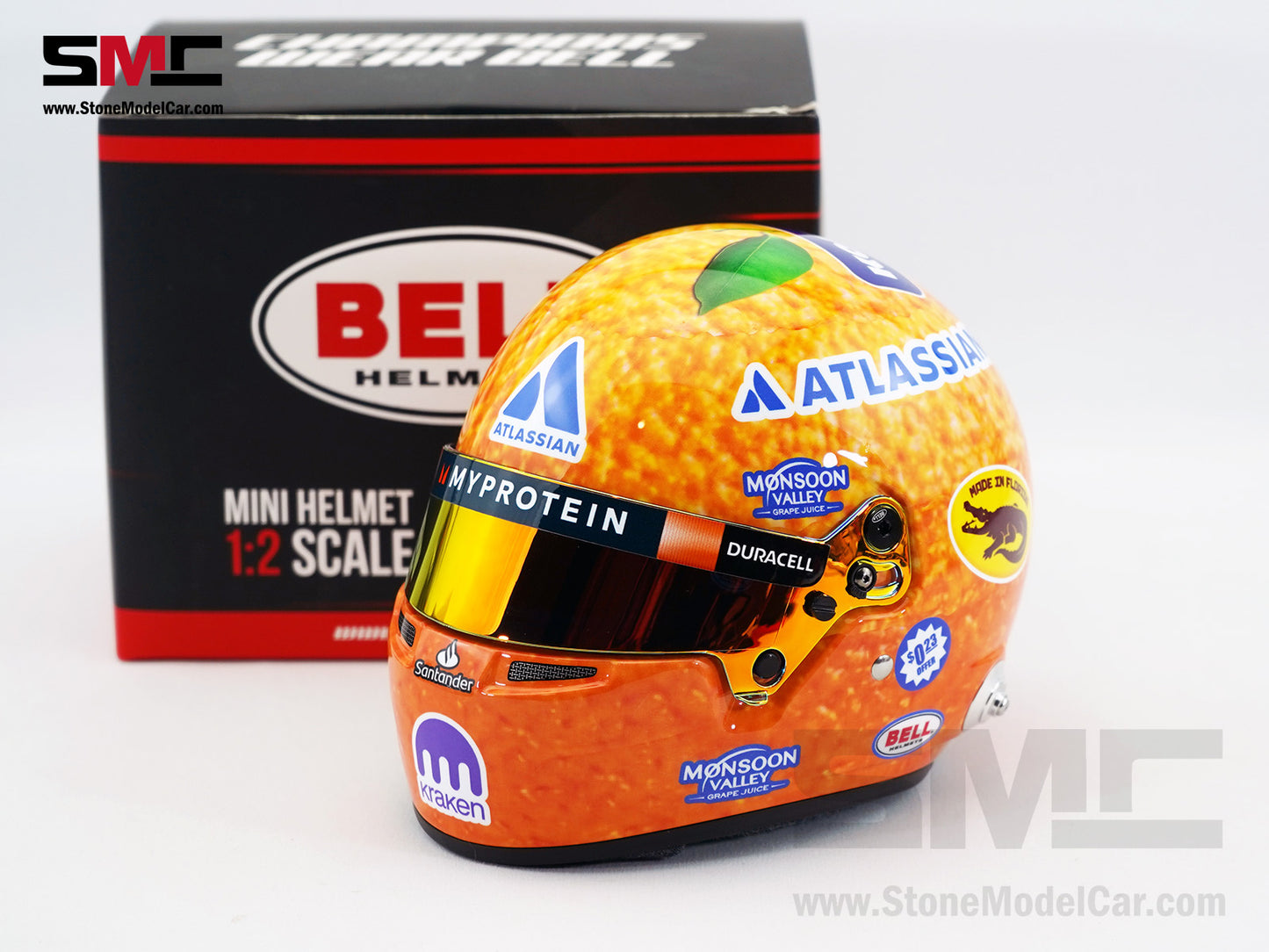 Williams F1 FW47 #23 Alexander Albon U.S. Miami GP 2025 Orange BELL 1:2 Miniature Helmet