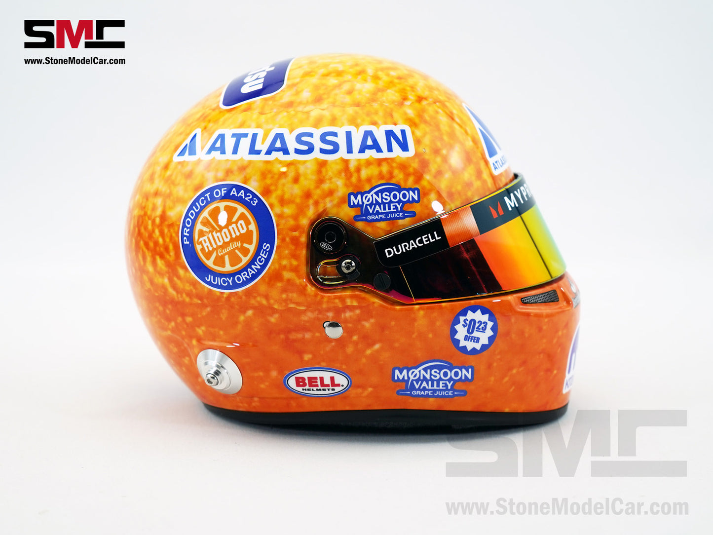 Williams F1 FW47 #23 Alexander Albon U.S. Miami GP 2025 Orange BELL 1:2 Miniature Helmet