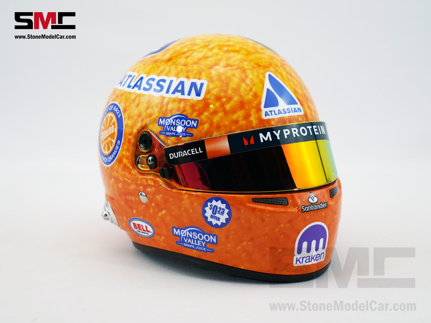 Williams F1 FW47 #23 Alexander Albon U.S. Miami GP 2025 Orange BELL 1:2 Miniature Helmet