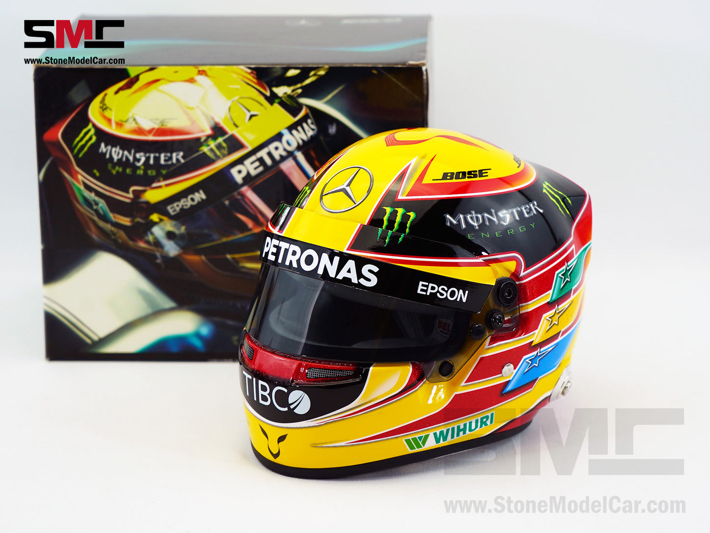 Mercedes F1 W08 #44 Lewis Hamilton Mexico GP 2017 4x Times World Champion BELL 1:2 Miniature Helmet
