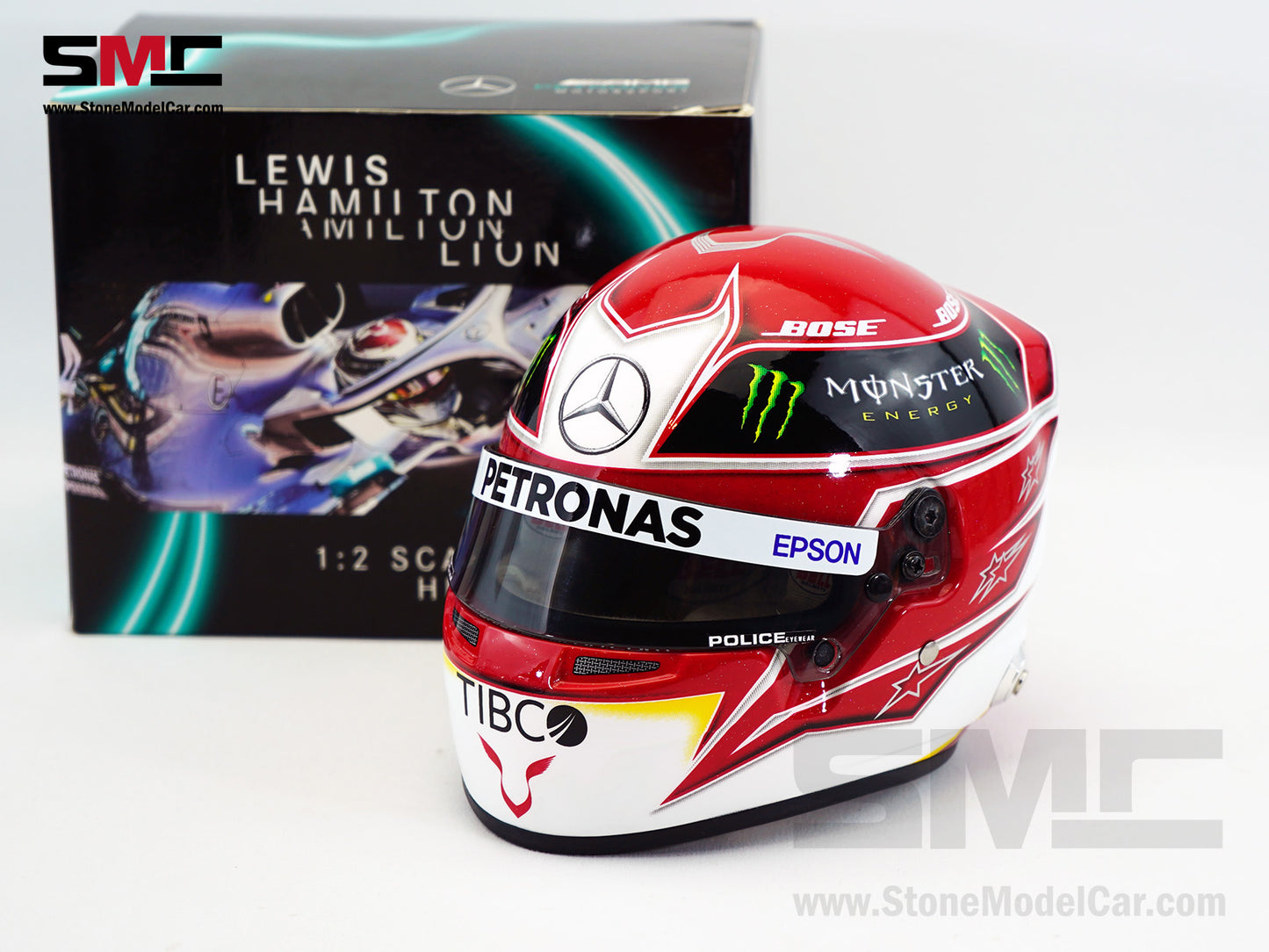 Mercedes F1 W10 #44 Lewis Hamilton US GP 2019 6x Times World Champion BELL 1:2 Miniature Helmet