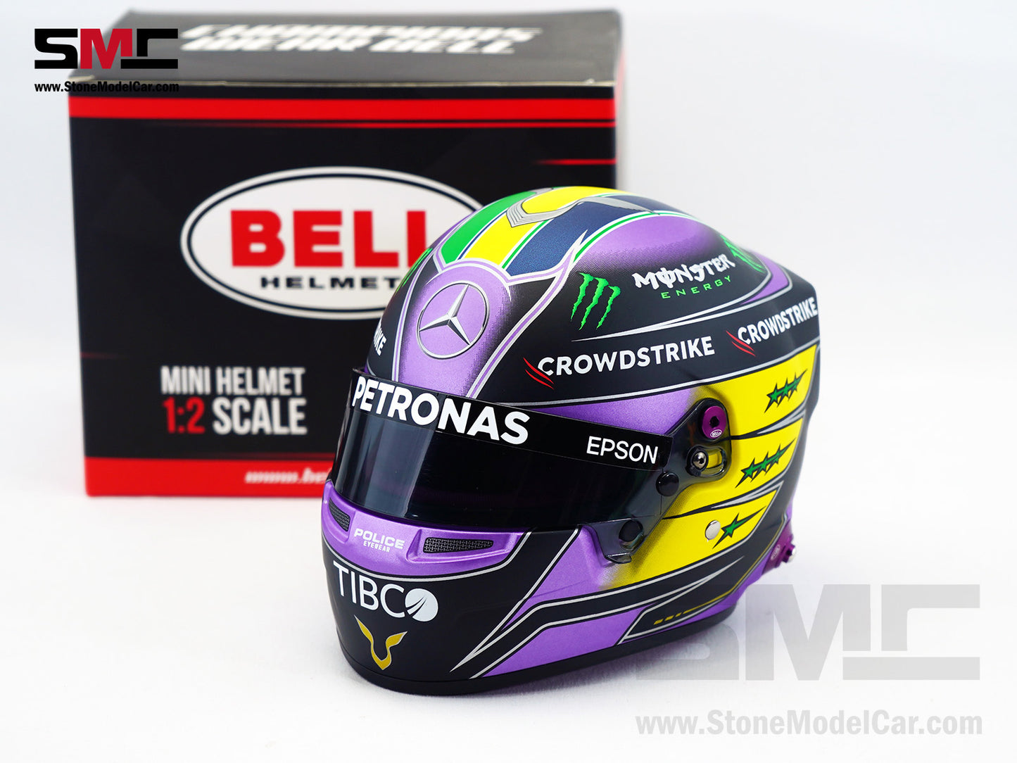 Mercedes AMG F1 W12 #44 Lewis Hamilton Brazil GP 2021 7x Times World Champion BELL 1:2 Helmet