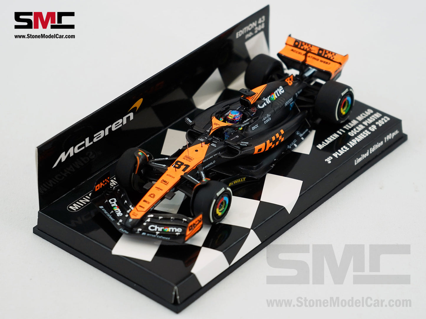 McLaren F1 MCL60 #81 Oscar Piastri 3rd Japanese GP 2023 Special Livery 1:43 MINICHAMPS