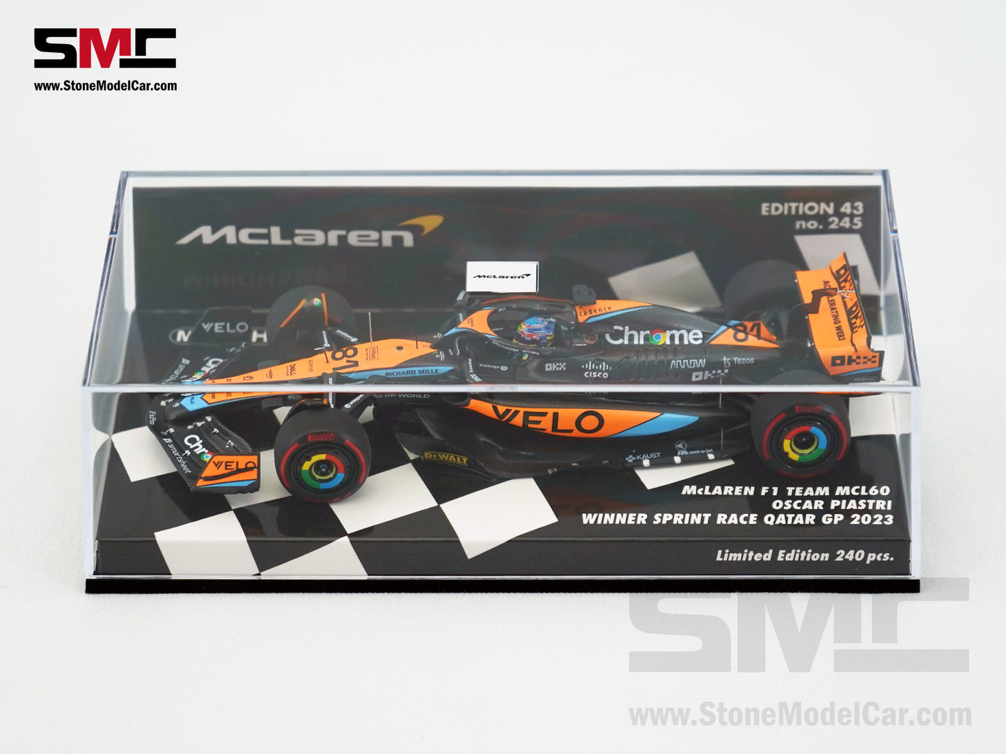 McLaren F1 MCL60 #81 Oscar Piastri 1st Pole & Spirit Race Winner Qatar GP 2023 1:43 MINICHAMPS
