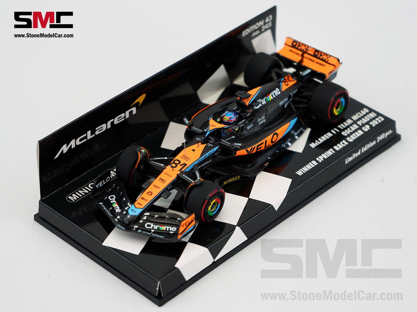 McLaren F1 MCL60 #81 Oscar Piastri 1st Pole & Spirit Race Winner Qatar GP 2023 1:43 MINICHAMPS