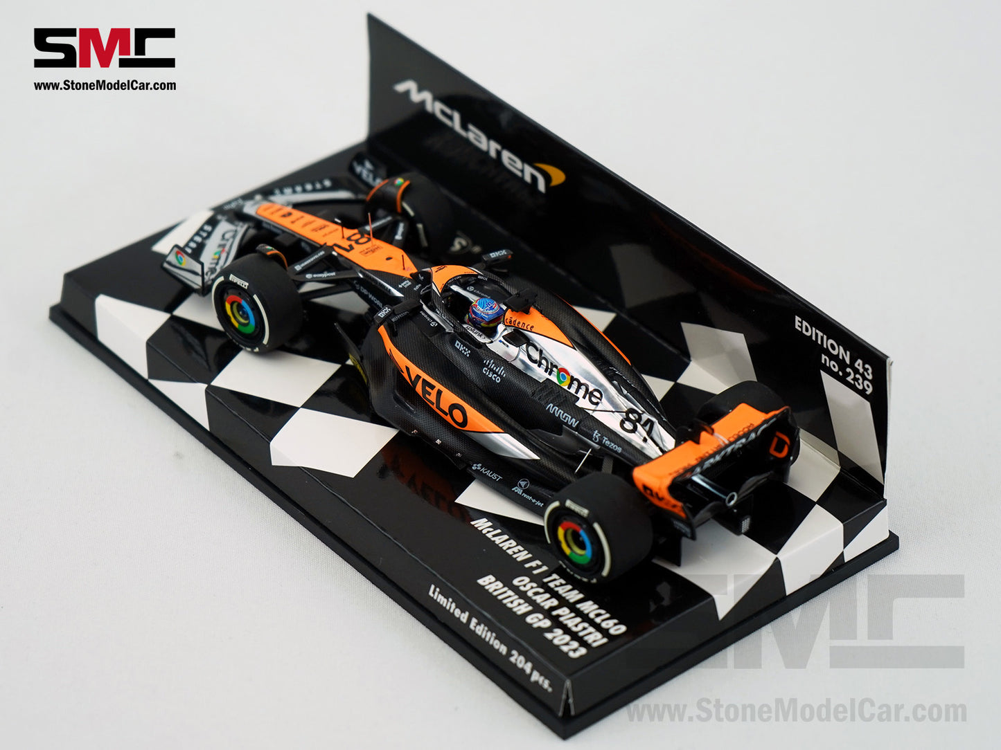 McLaren F1 MCL60 #81 Oscar Piastri 4th British GP 2023 Special Livery 1:43 MINICHAMPS