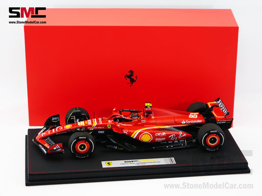 Ferrari F1 SF-24 #55 Carlos Sainz Australia GP Winner 2024 BBR 1:18 with Leather Base