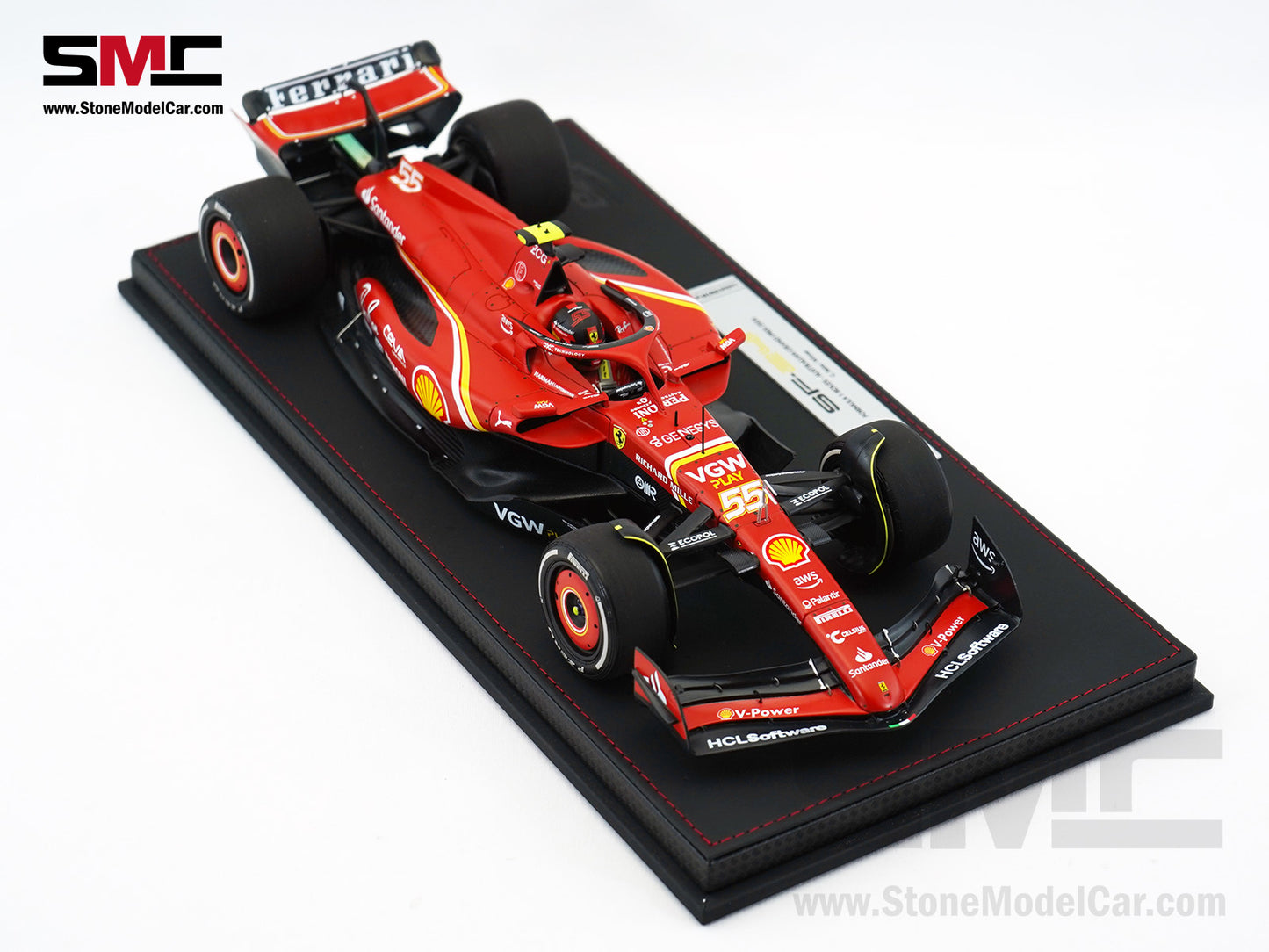 Ferrari F1 SF-24 #55 Carlos Sainz Australia GP Winner 2024 BBR 1:18 with Leather Base