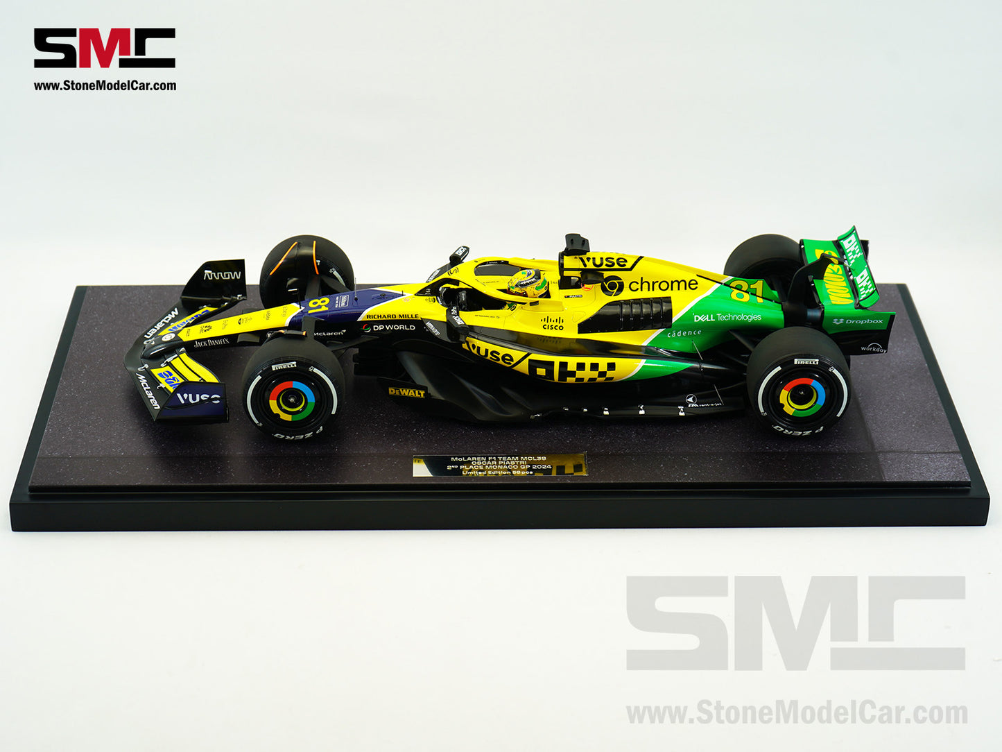 McLaren F1 MCL38 #81 Oscar Piastri 2nd Monaco GP 2024 Special Livery 1:12 MINICHAMPS