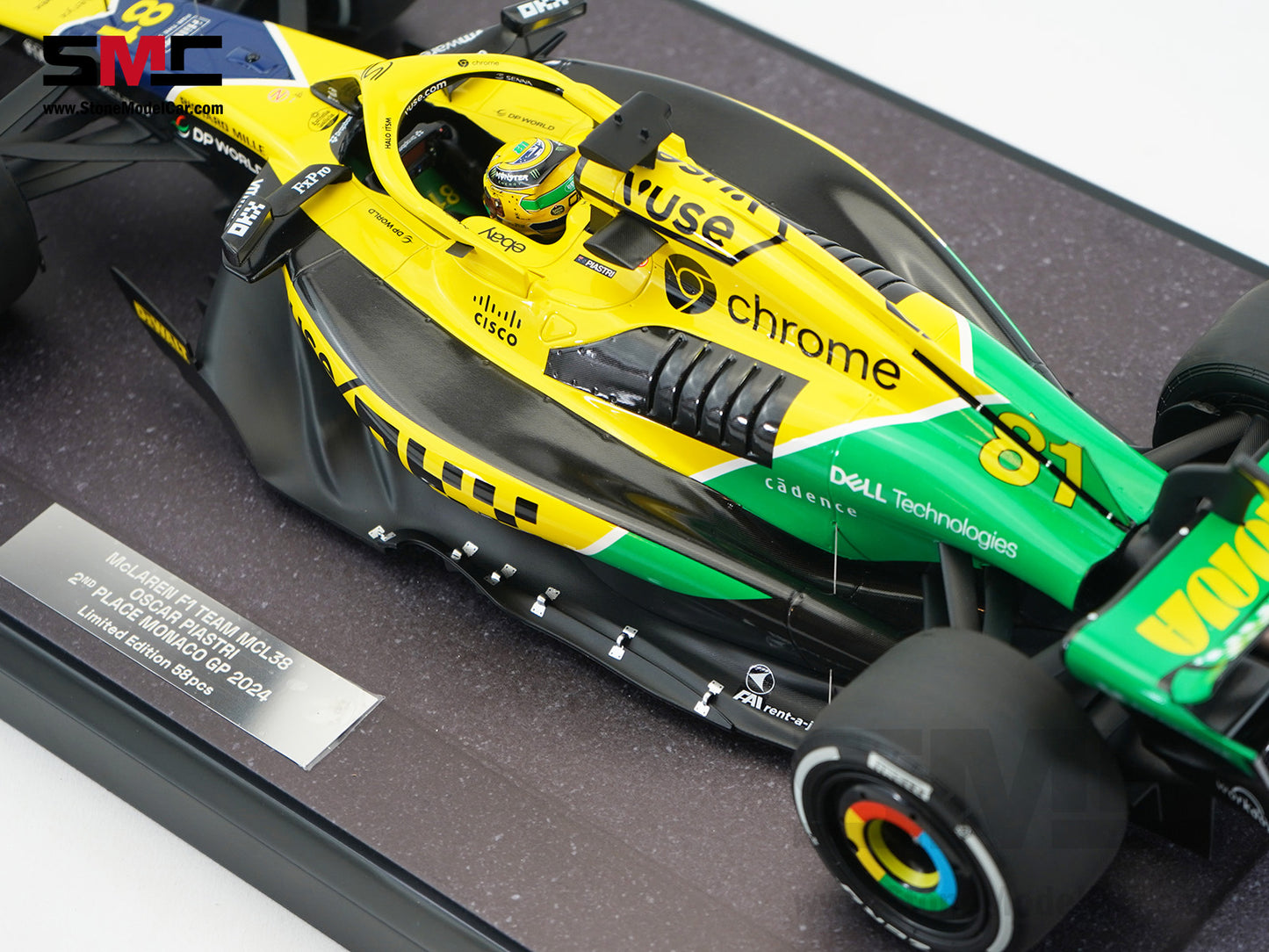 McLaren F1 MCL38 #81 Oscar Piastri 2nd Monaco GP 2024 Special Livery 1:12 MINICHAMPS