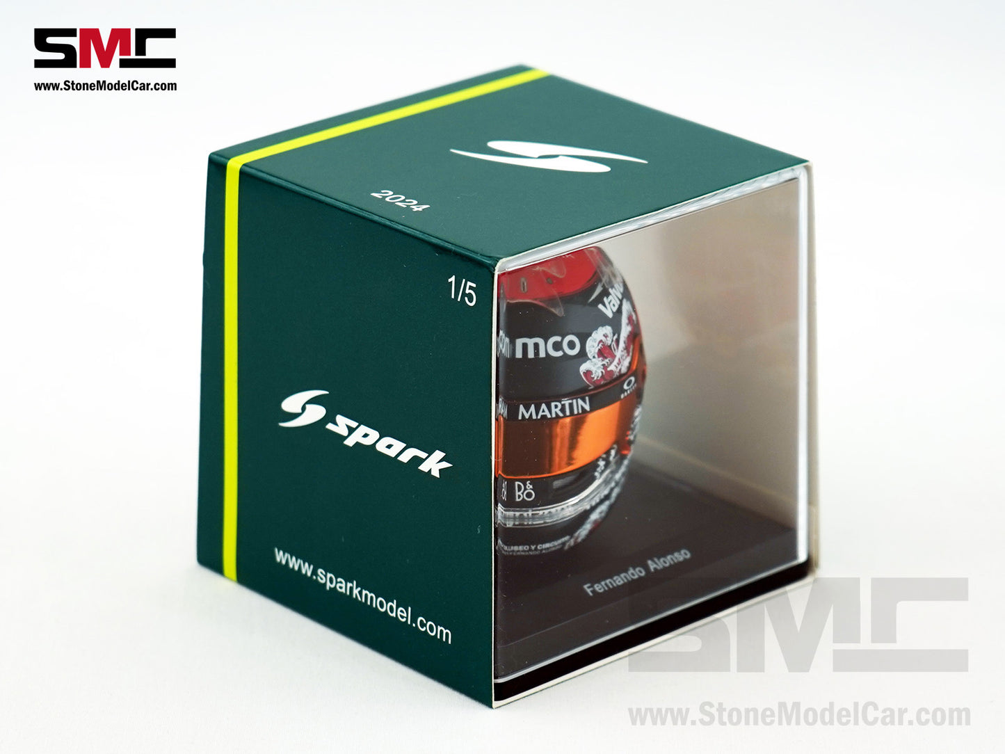 Aston Martin F1 AMR24 #14 Fernando Alonso Japan GP 2024 Spark 1:5 Miniature Helmet