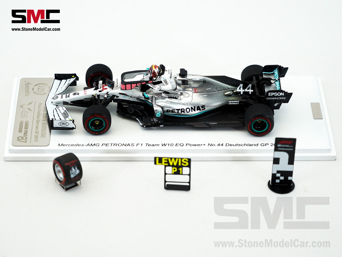 Mercedes F1 W10 #44 Lewis Hamilton German GP Pole Position 2019 6x World Champion 1:43 Spark