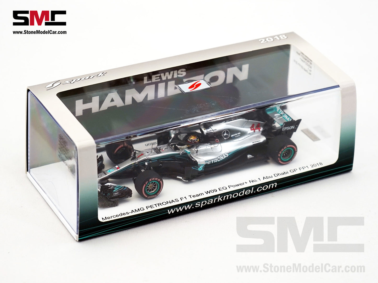 Mercedes F1 W09 #44 Lewis Hamilton Abu Dhabi GP Practice 2018 5x World Champion 1:43 Spark